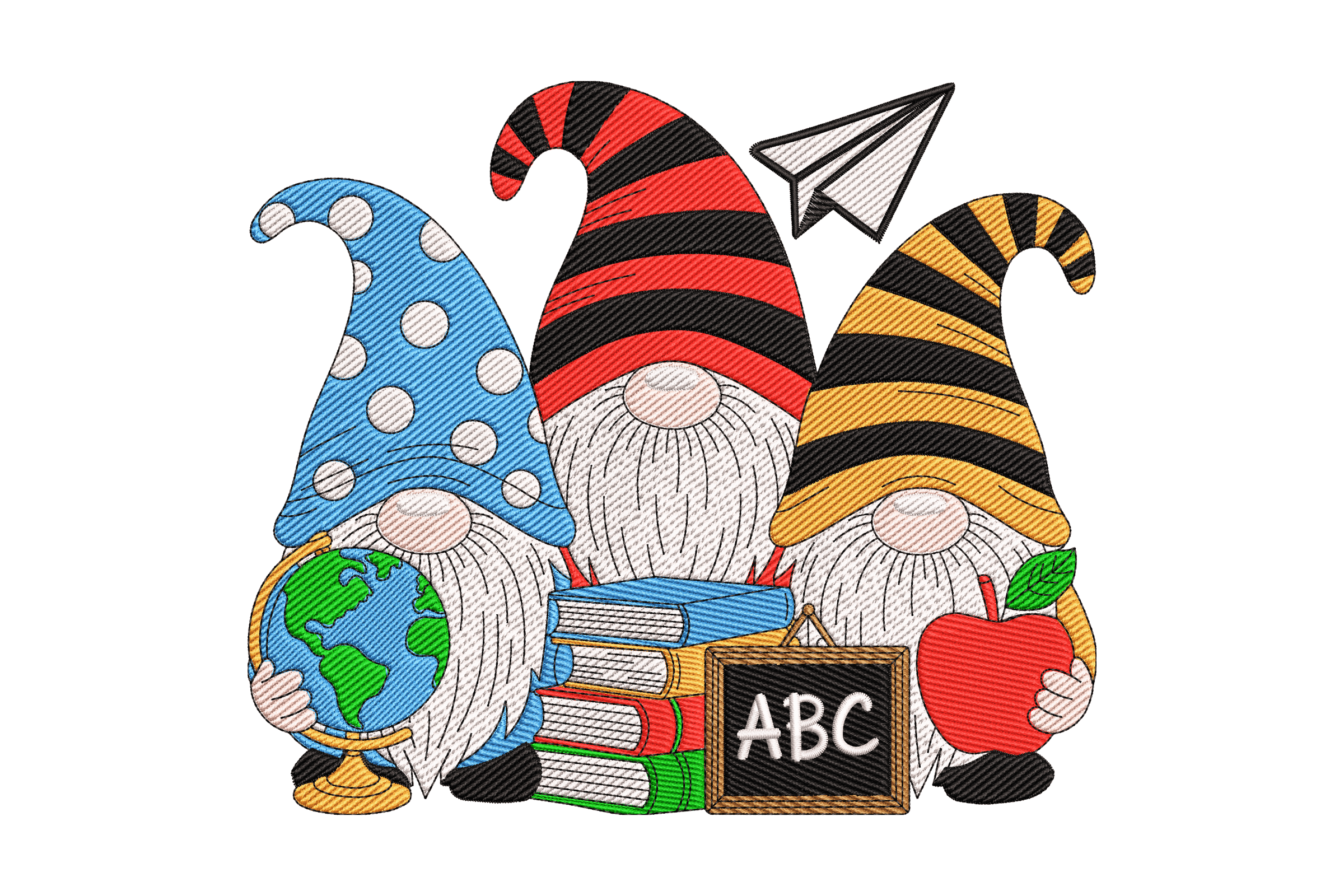 Back to School Gnomes – Student Embroidery Design
