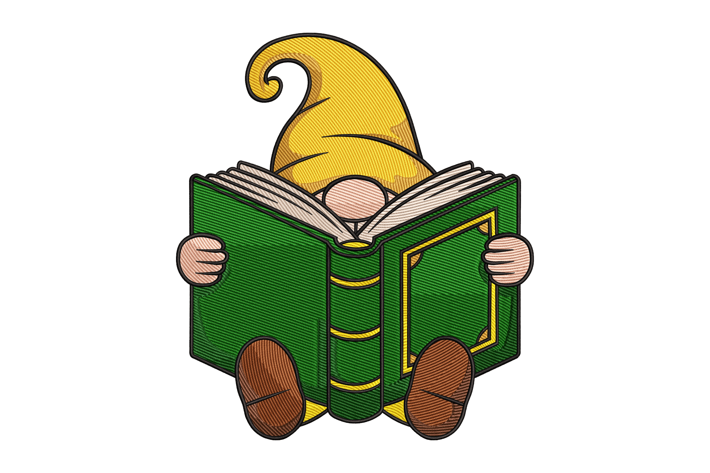 Cute Reading Gnome – Machine Embroidery Design