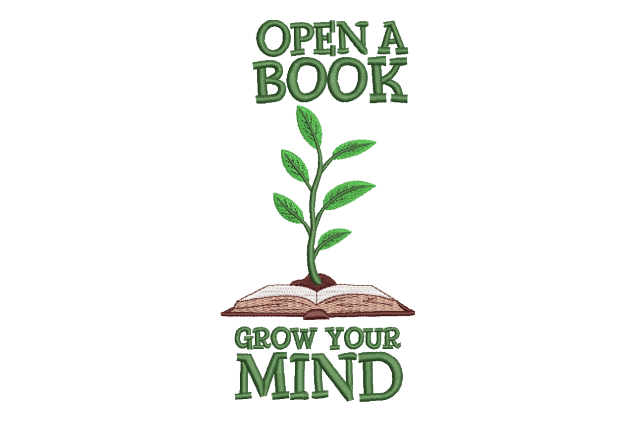 Open a Book Grow Your Mind Nachine Embroidery Design