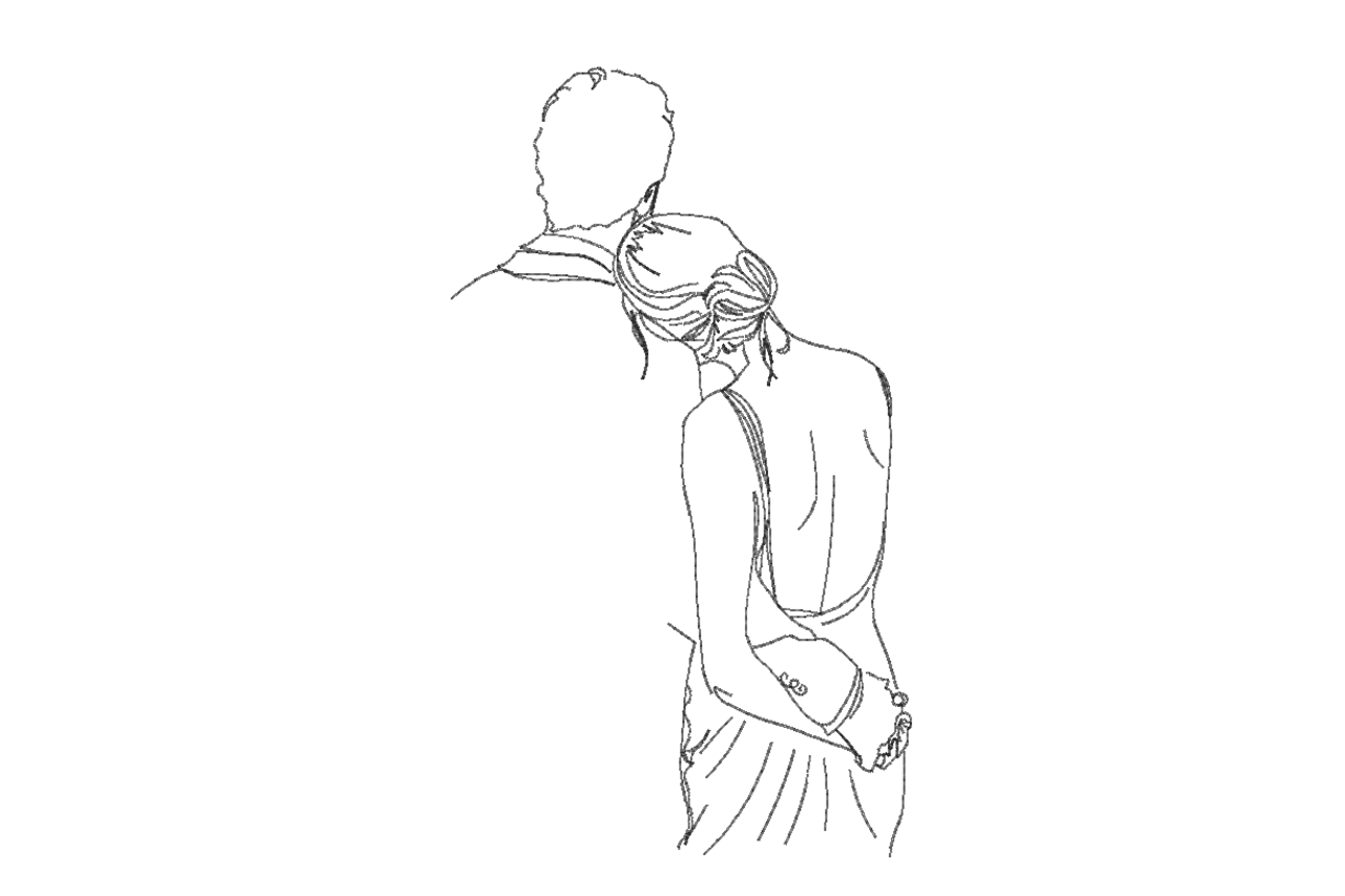 Minimalist Couple Line Art Machine Embroidery Design