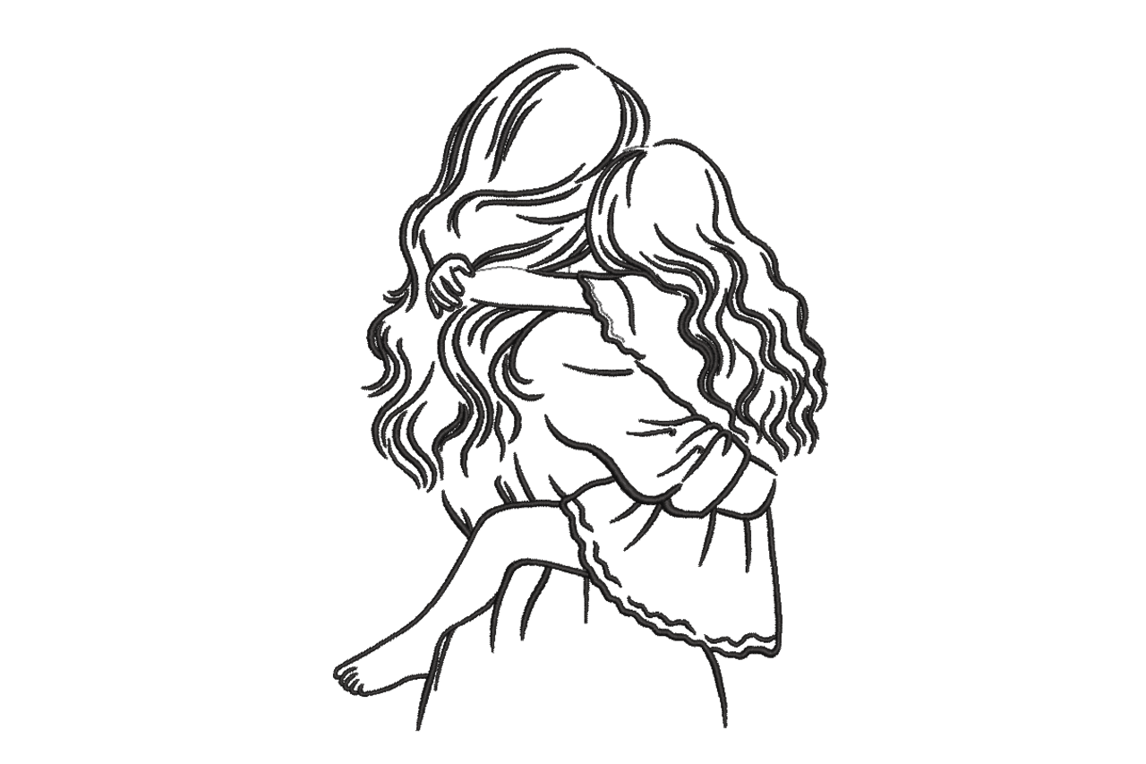 Mother Daughter Hug Machine Embroidery Design
