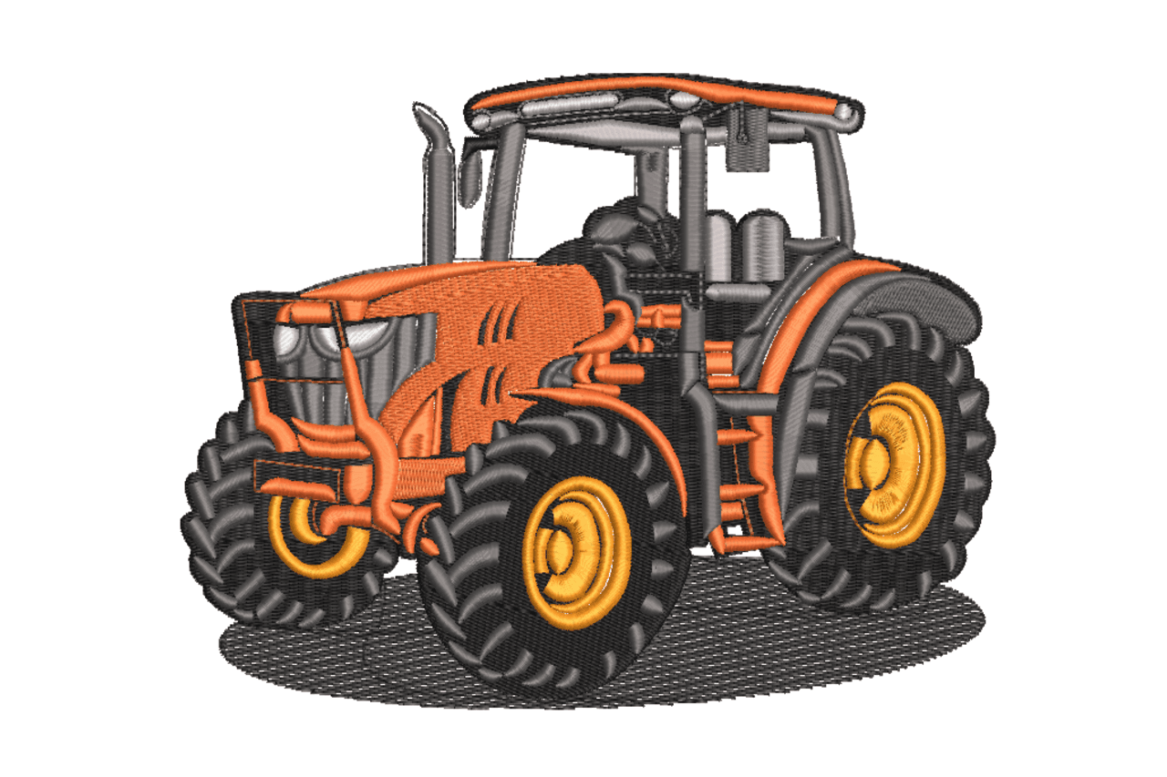 Modern Farm Tractor Machine Embroidery Design