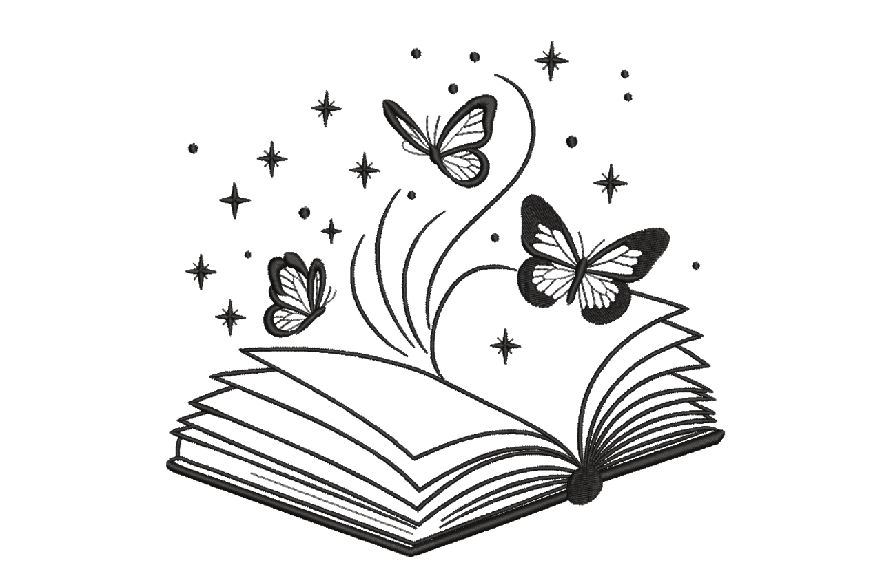 Magical Butterfly Book Machine Embroidery Design
