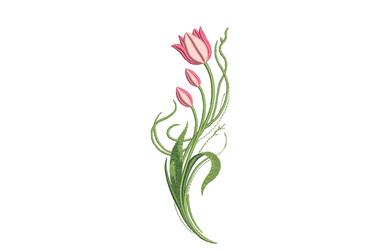 Pink Tulip Floral Machine Embroidery Design