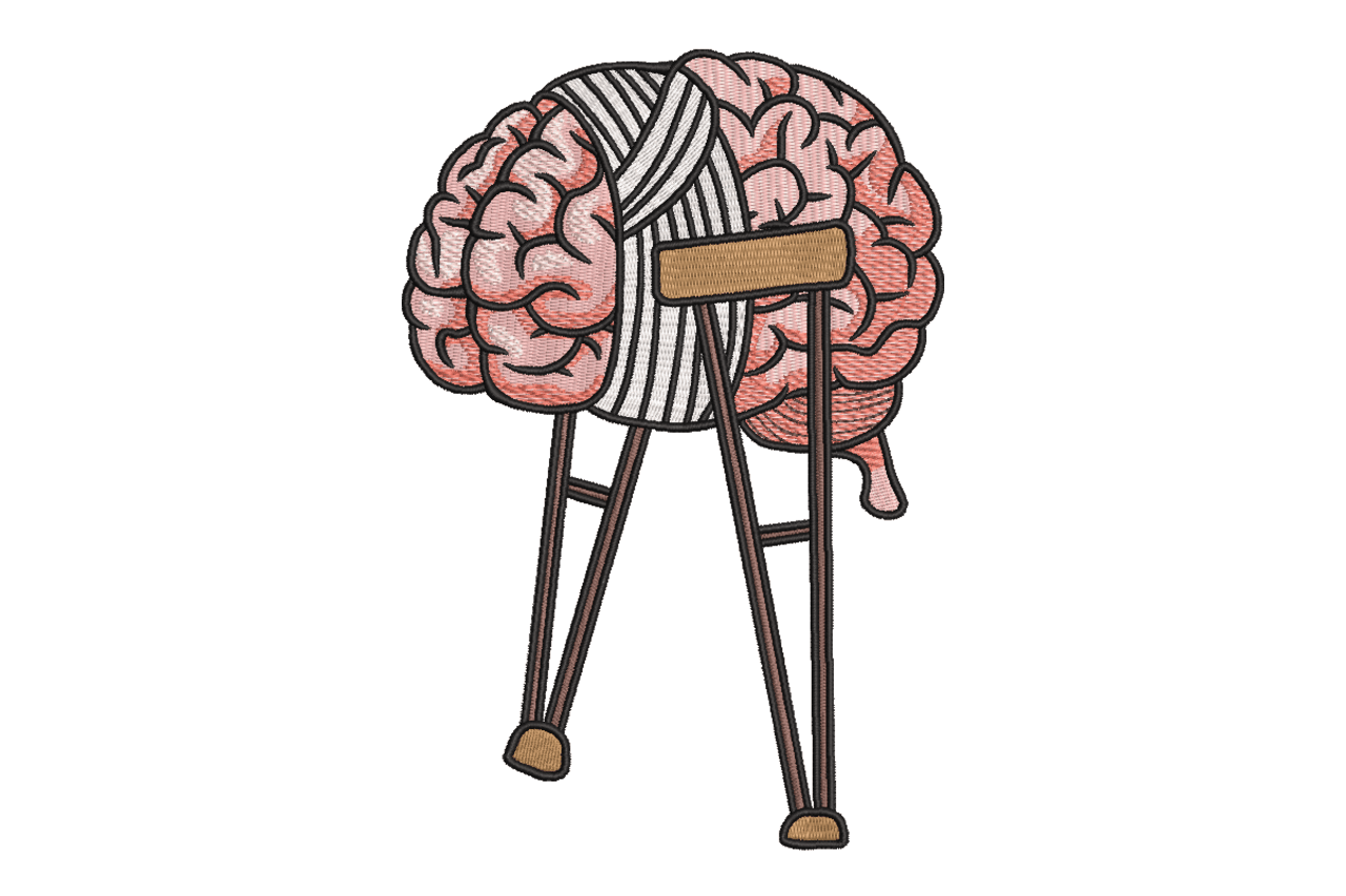 Injured Pink Brain Medical Machine Embroidery Design