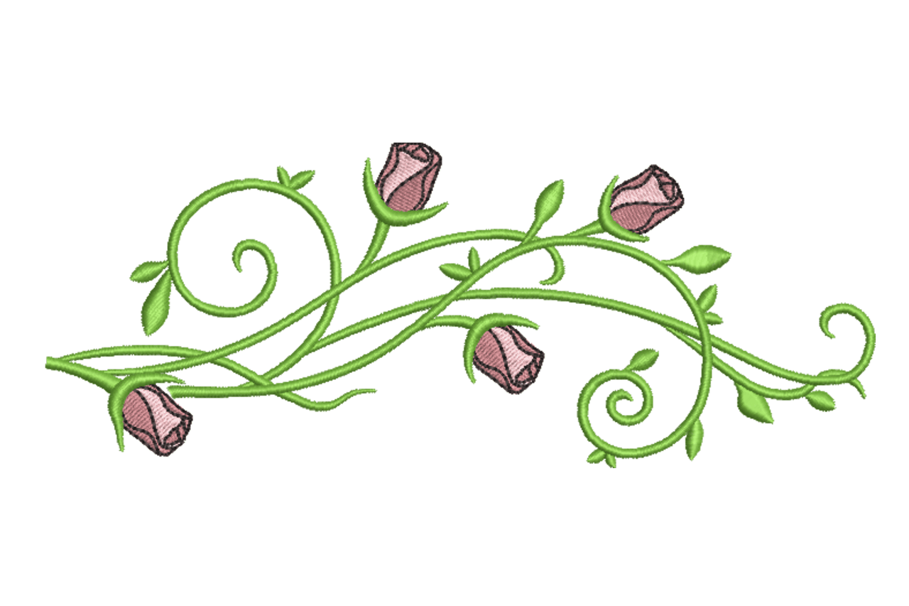 Rose Vine Floral Border Machine Embroidery Design