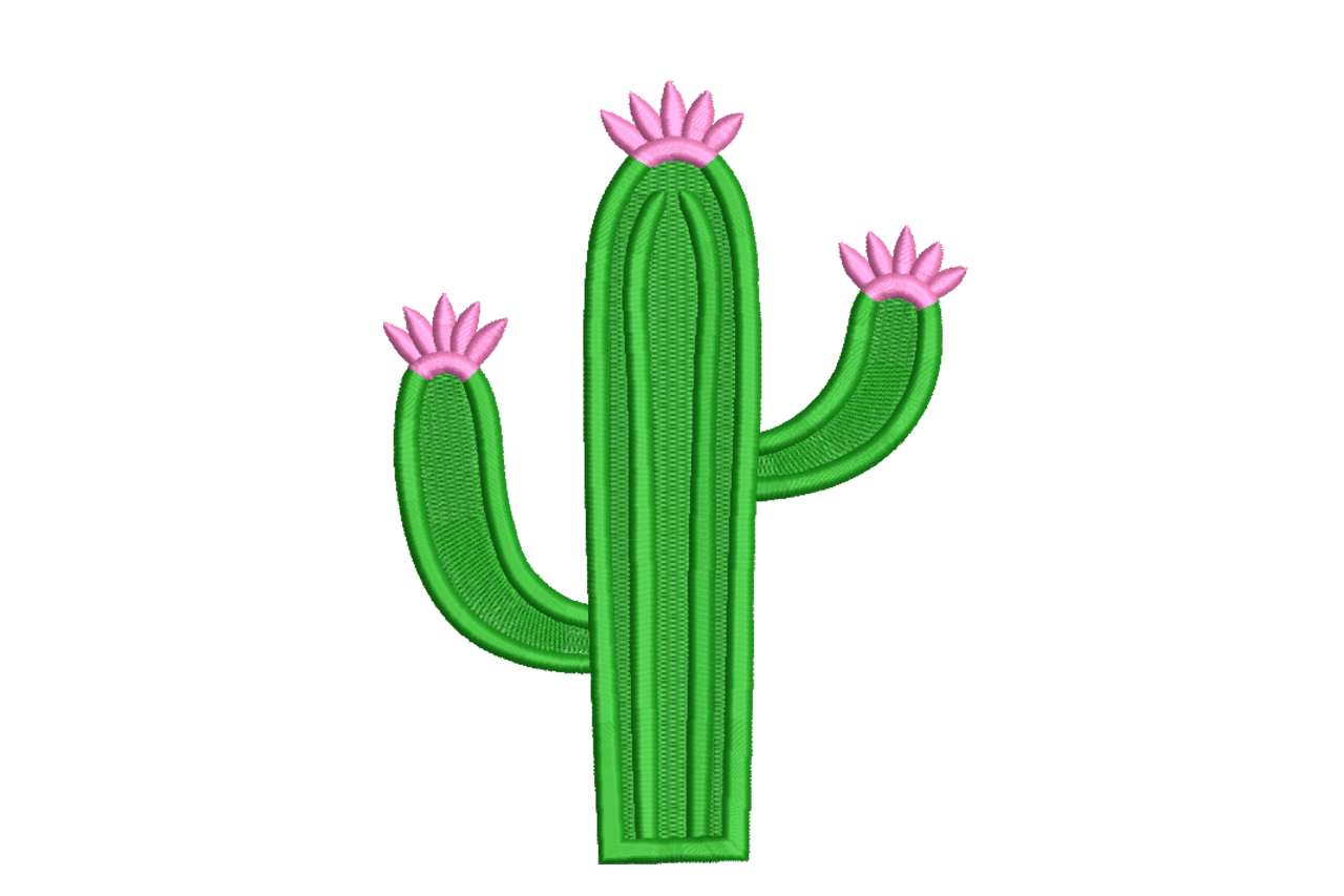 Pink Flower Cactus Machine Embroidery Design