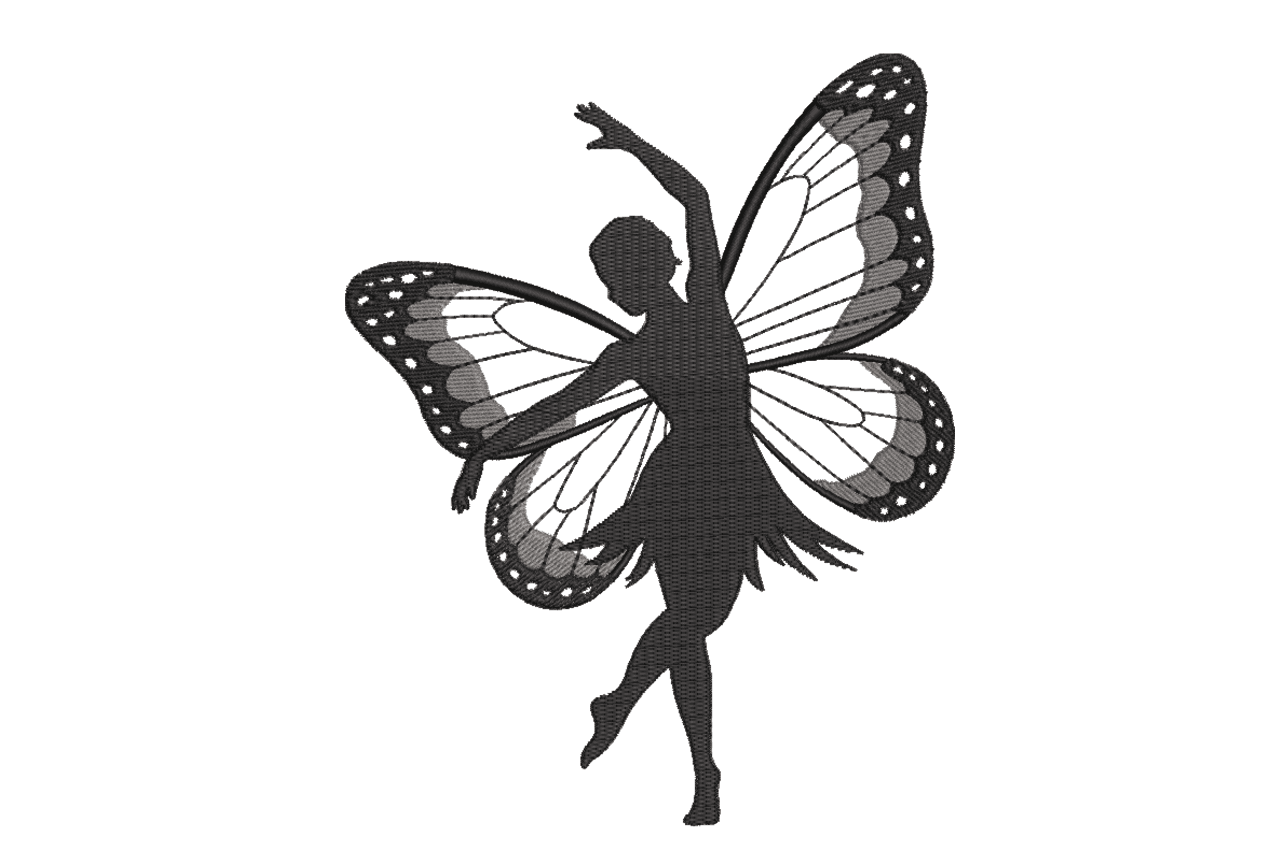 Butterfly Fairy Silhouette Machine Embroidery Design