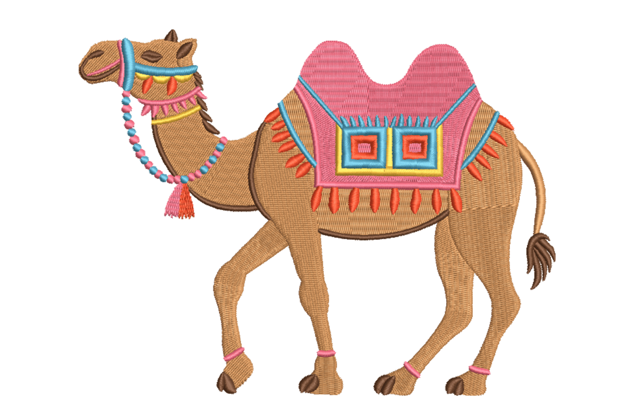 Decorated Desert Camel Machine Embroidery Design