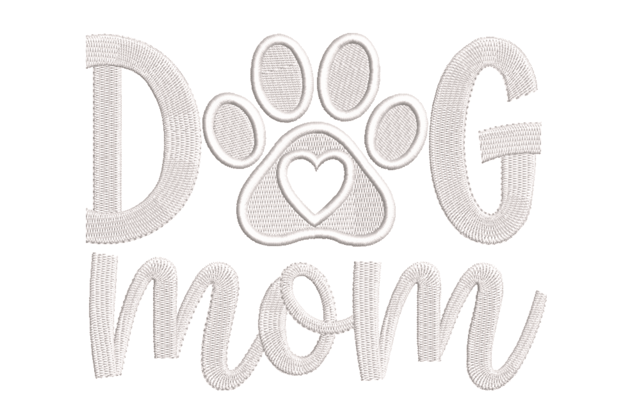 Dog Mom Paw Print Heart Quote Machine Embroidery Design
