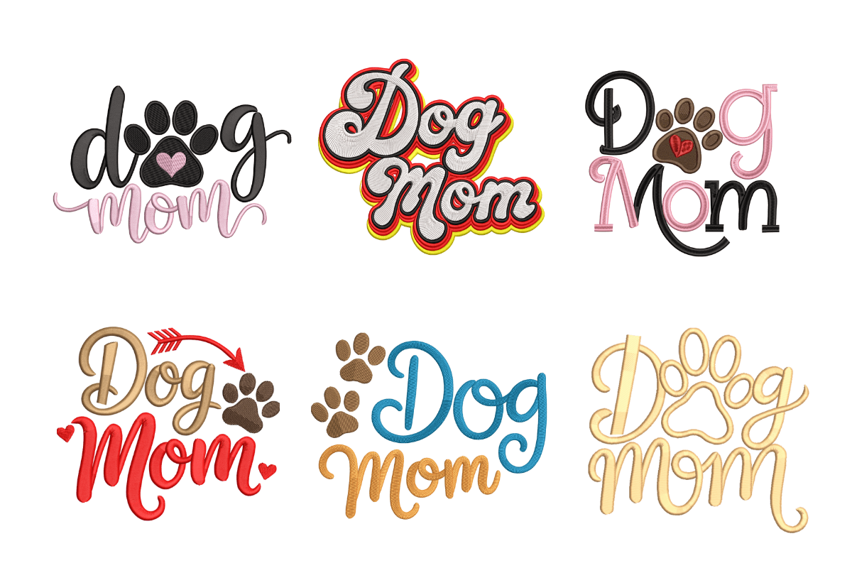 Dog Mom Machine Embroidery Design Bundle