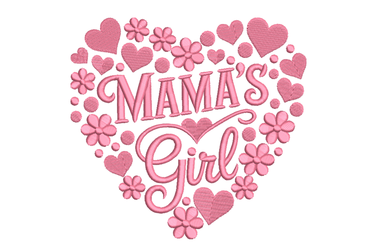Mama's Girl Heart Machine Embroidery Design