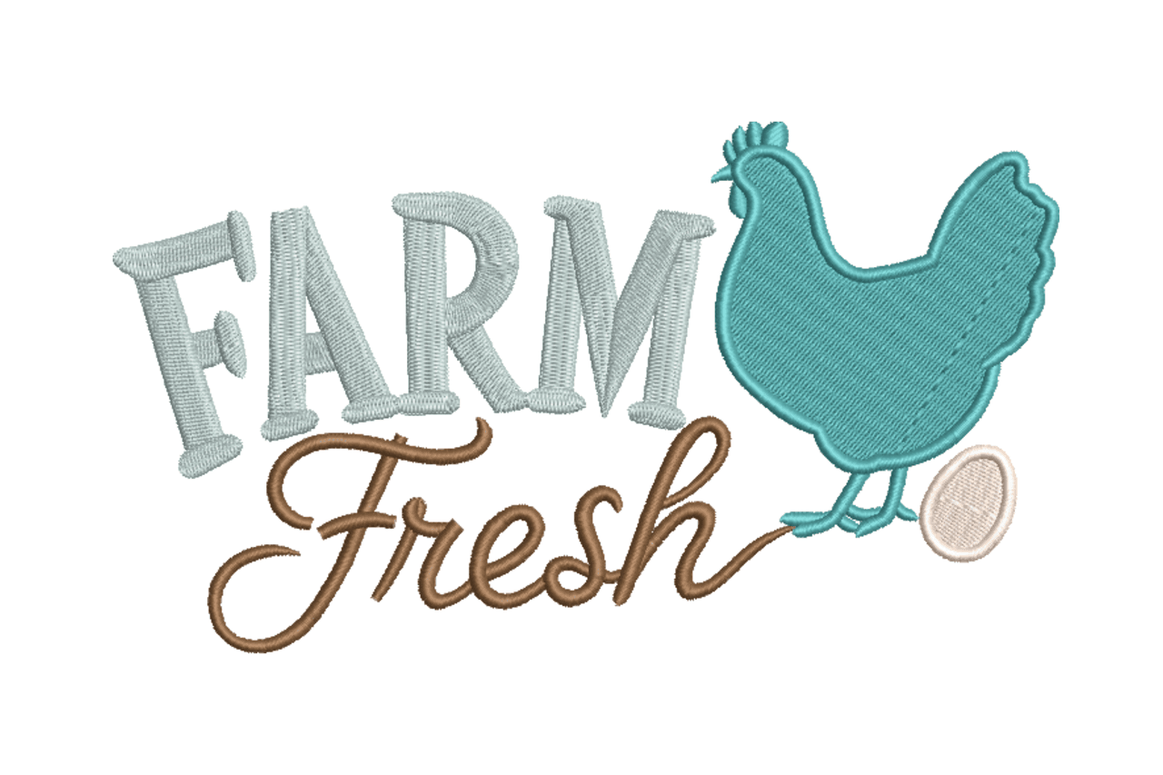 Farm Fresh Chicken Machine Embroidery Design