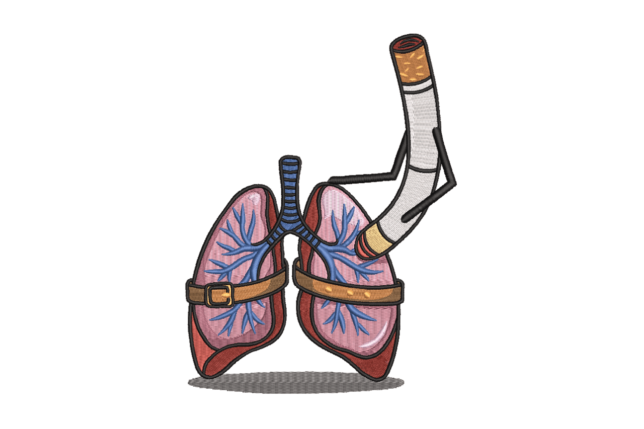 Smoking Cigarette Bound Lungs Machine Embroidery Design