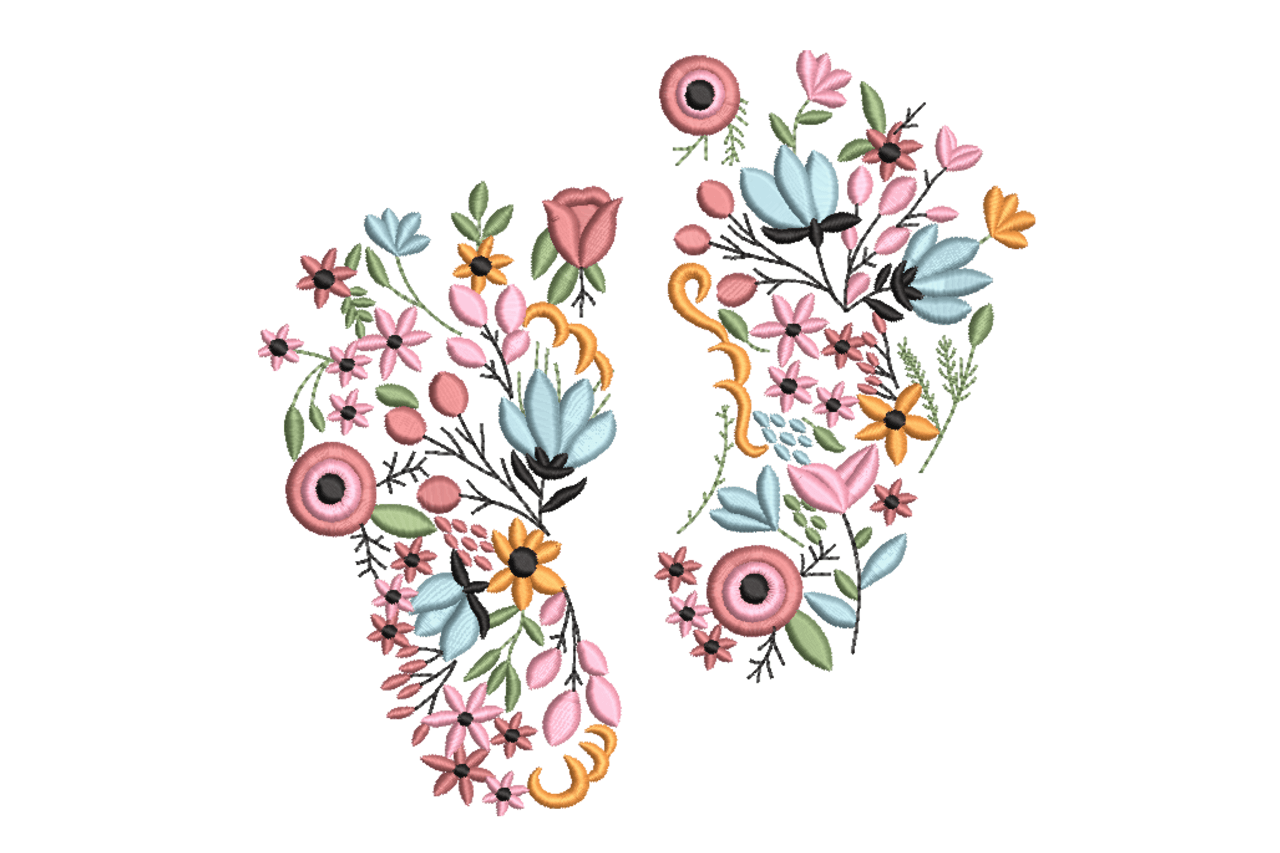 Floral Butterfly Botanical Machine Embroidery Design