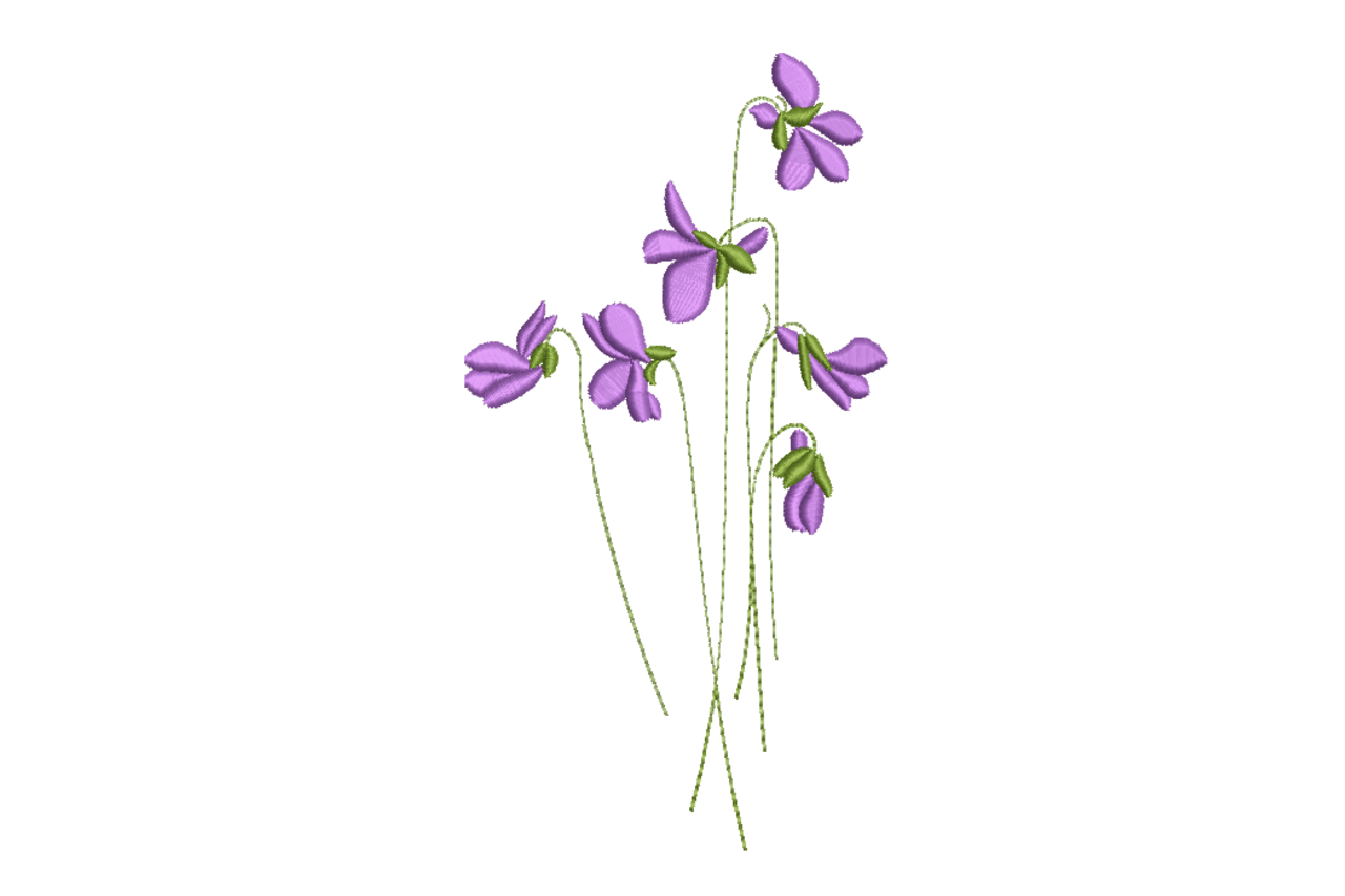 Nature Purple Wildflower Botanical Machine Embroidery Design