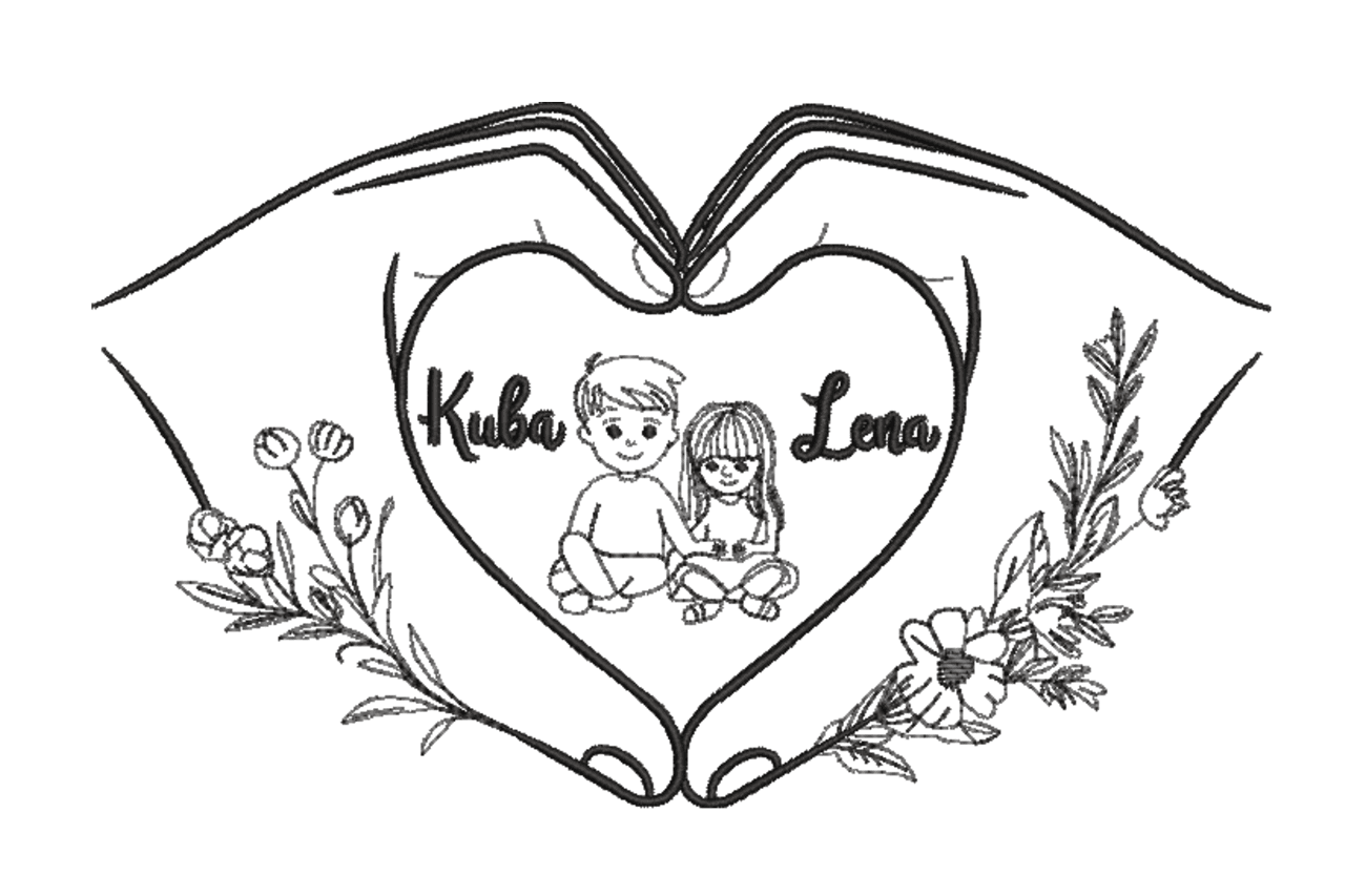 Heart Hands Friendship Kids Machine Embroidery Design