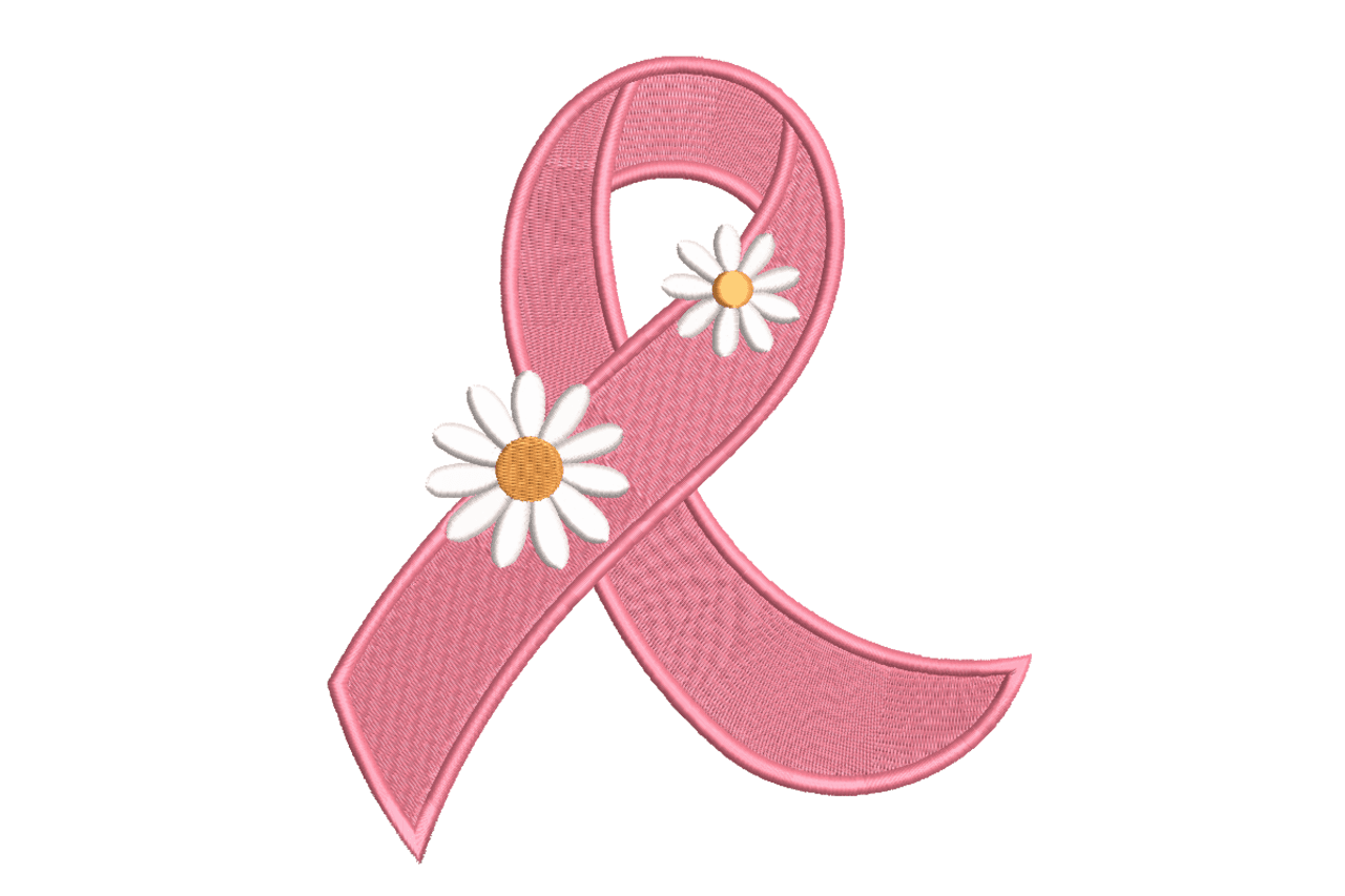 Pink Daisy Breast Cancer Awareness Machine Embroidery Design