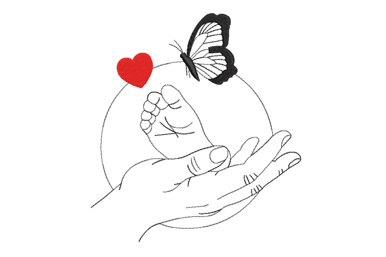 Mother's Love Butterfly Machine Embroidery Design