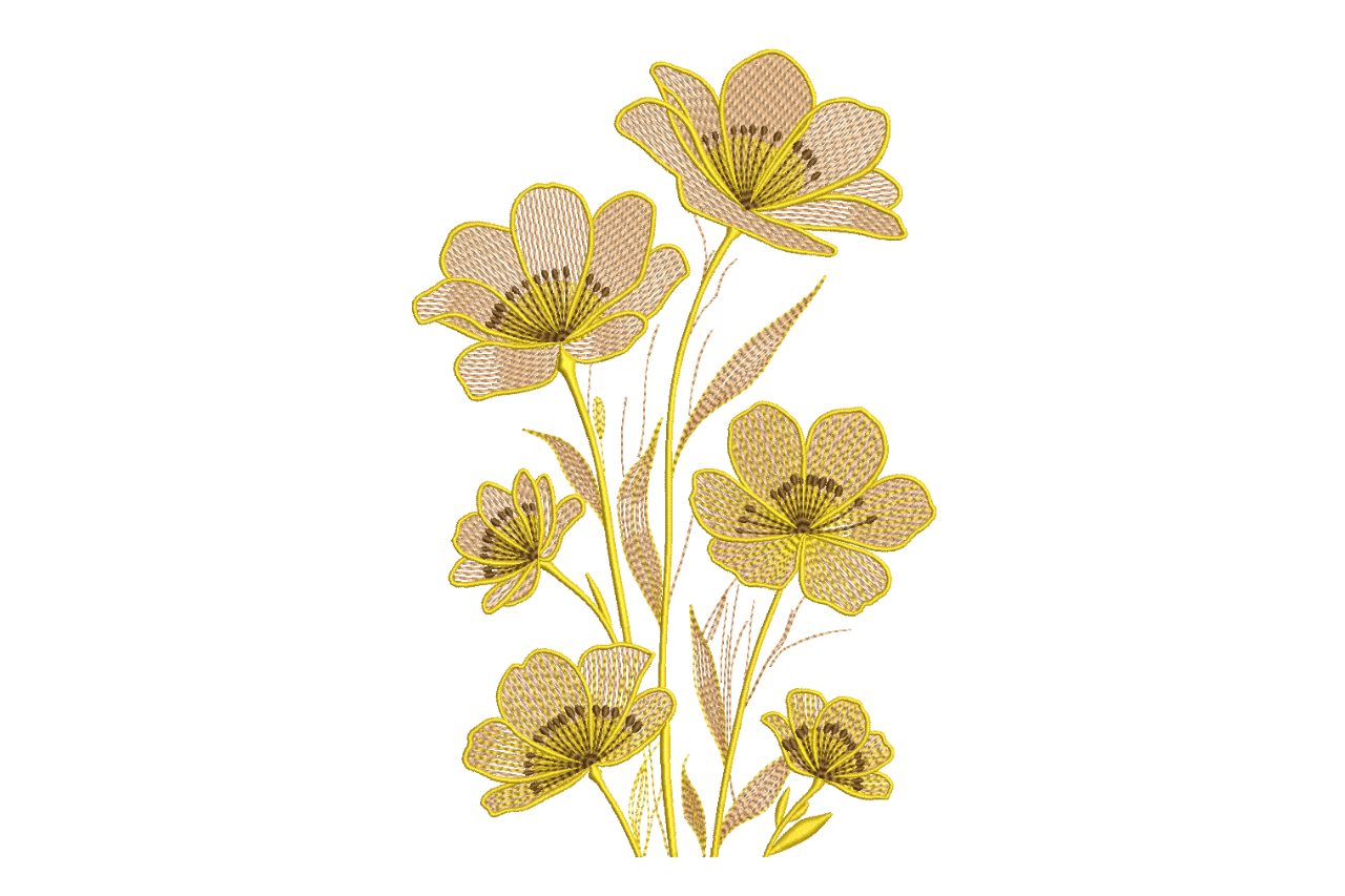 Golden Wildflower Bouquet Machine Embroidery Design