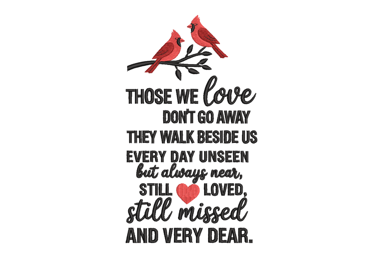 Cardinal Memorial Quote Machine Embroidery Design