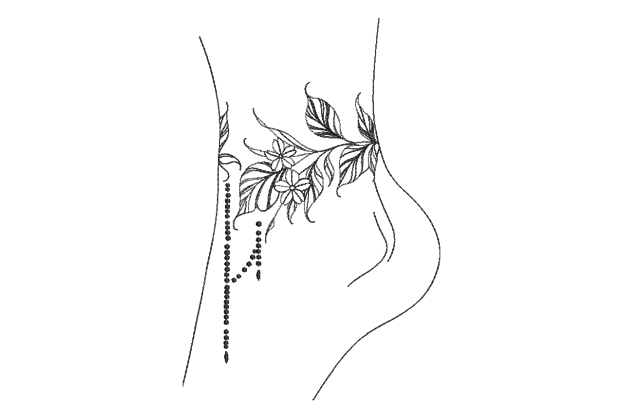 Floral Hip Tattoo Machine Embroidery Design