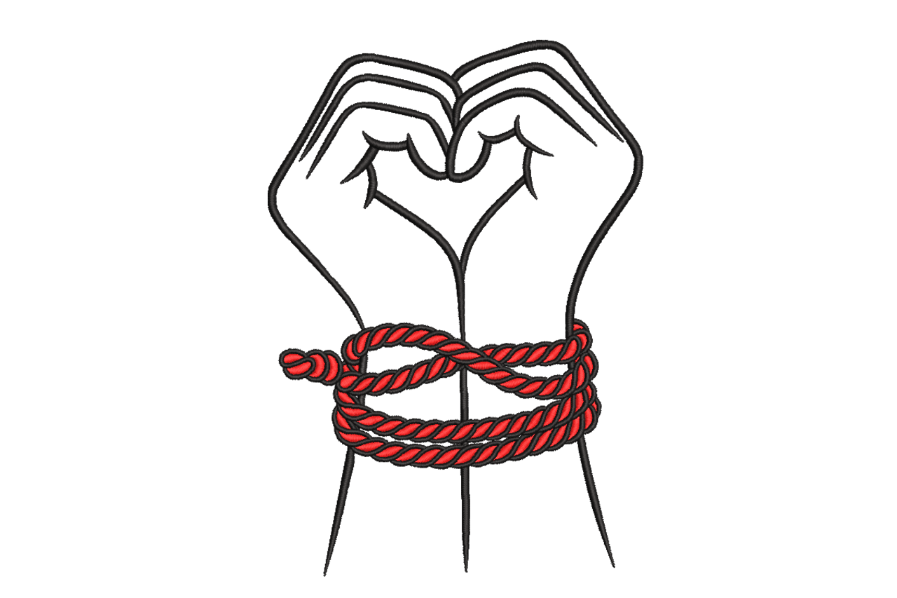 Bound Hands Awareness Ribbon Machine Embroidery Design