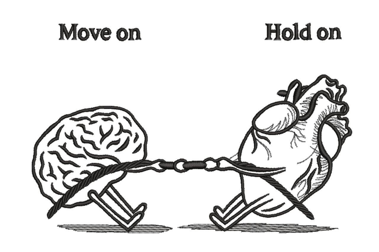 Move On Hold On Brain Heart Machine Embroidery Design