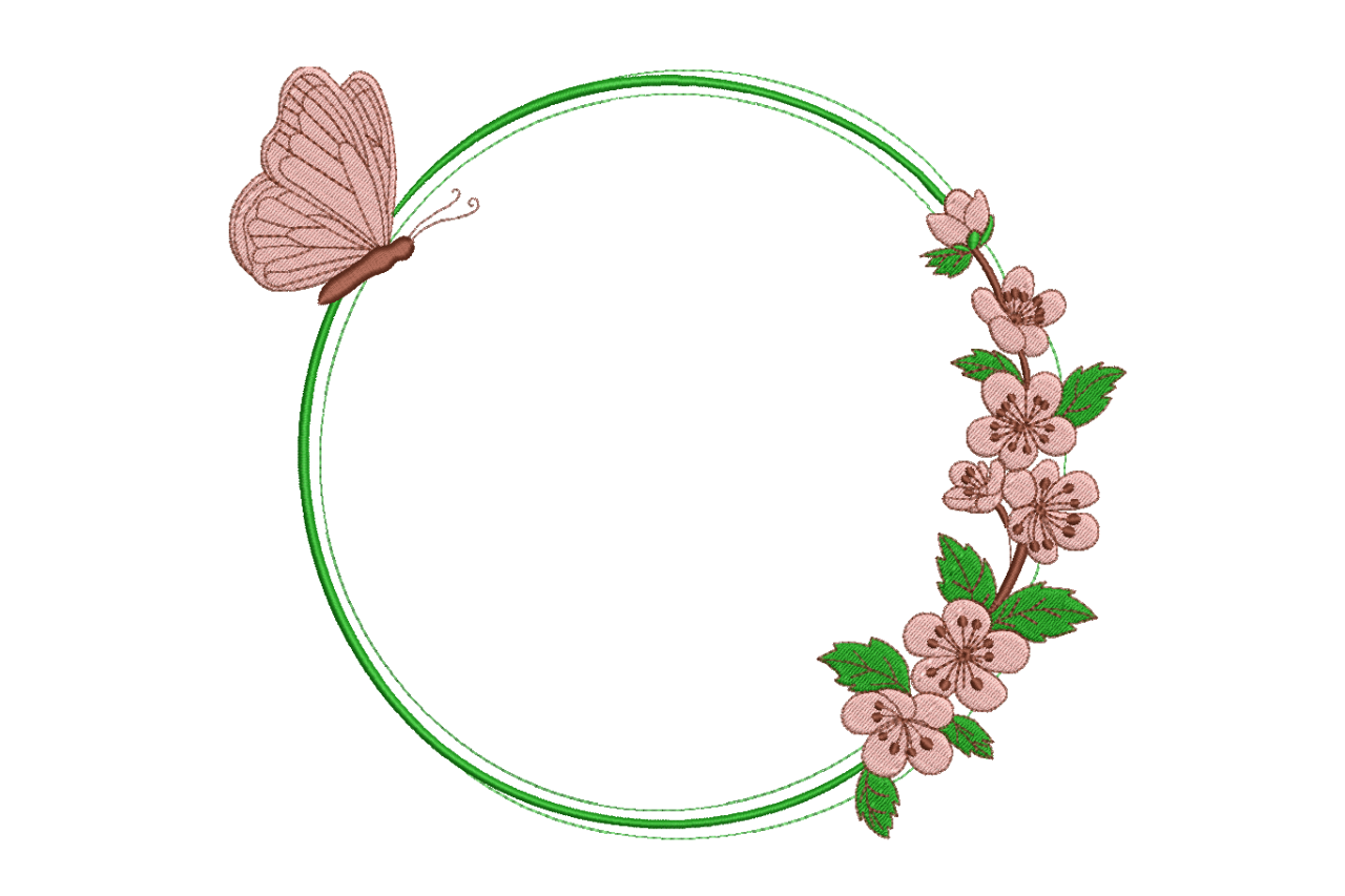 Butterfly Floral Monogram Machine Embroidery Design