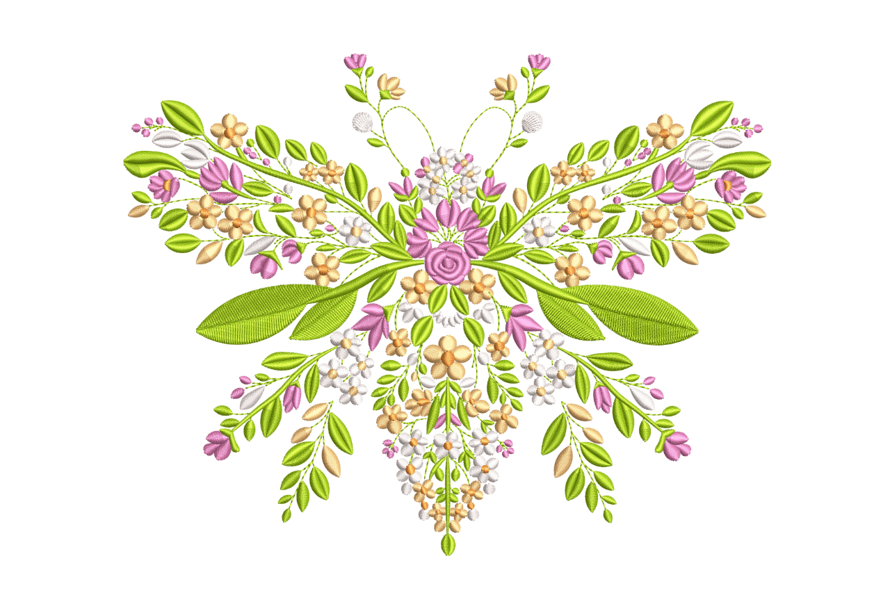 Floral Beautifull Butterfly Machine Embroidery Design