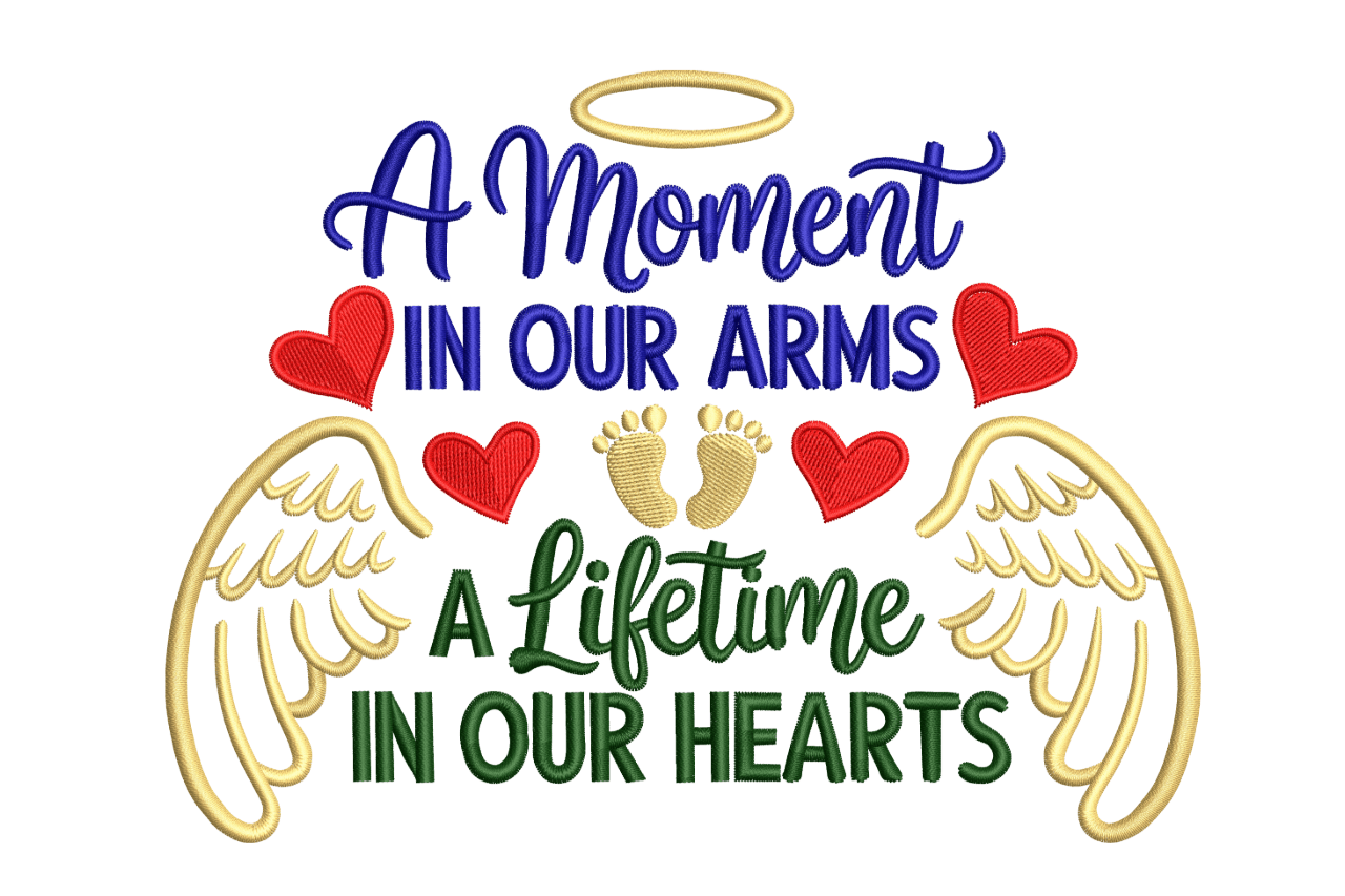 A Moment In Our Arms Hearts Machine Embroidery Design
