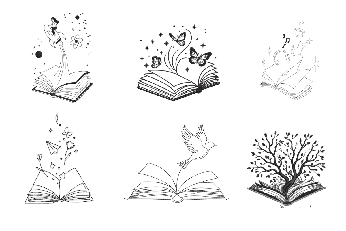 Creative Imagination Book Line Art Machine Embroidery Design Bundle