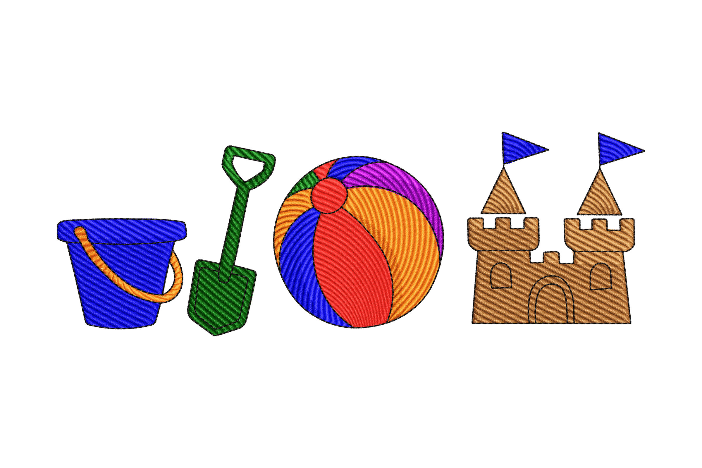 Beach Bucket Ball Machine Embroidery Design