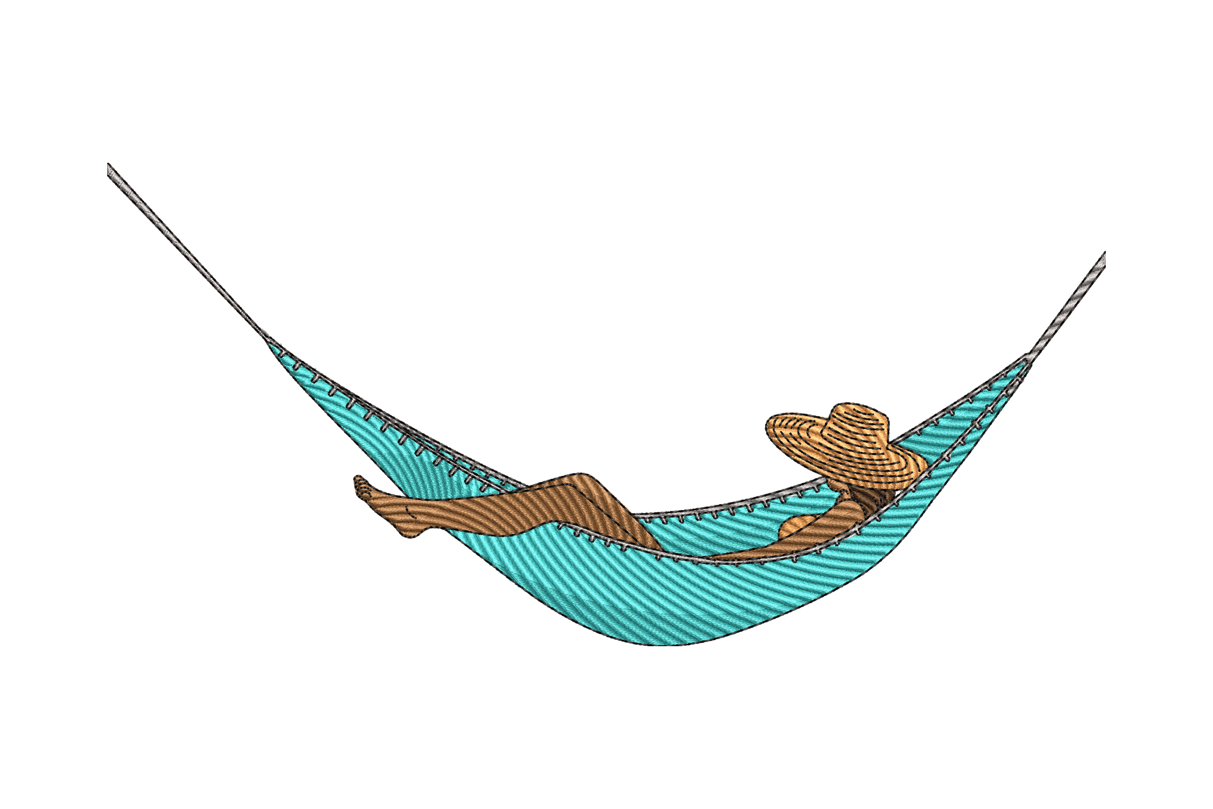 Relaxing Woman in Hammock Machine Embroidery Design