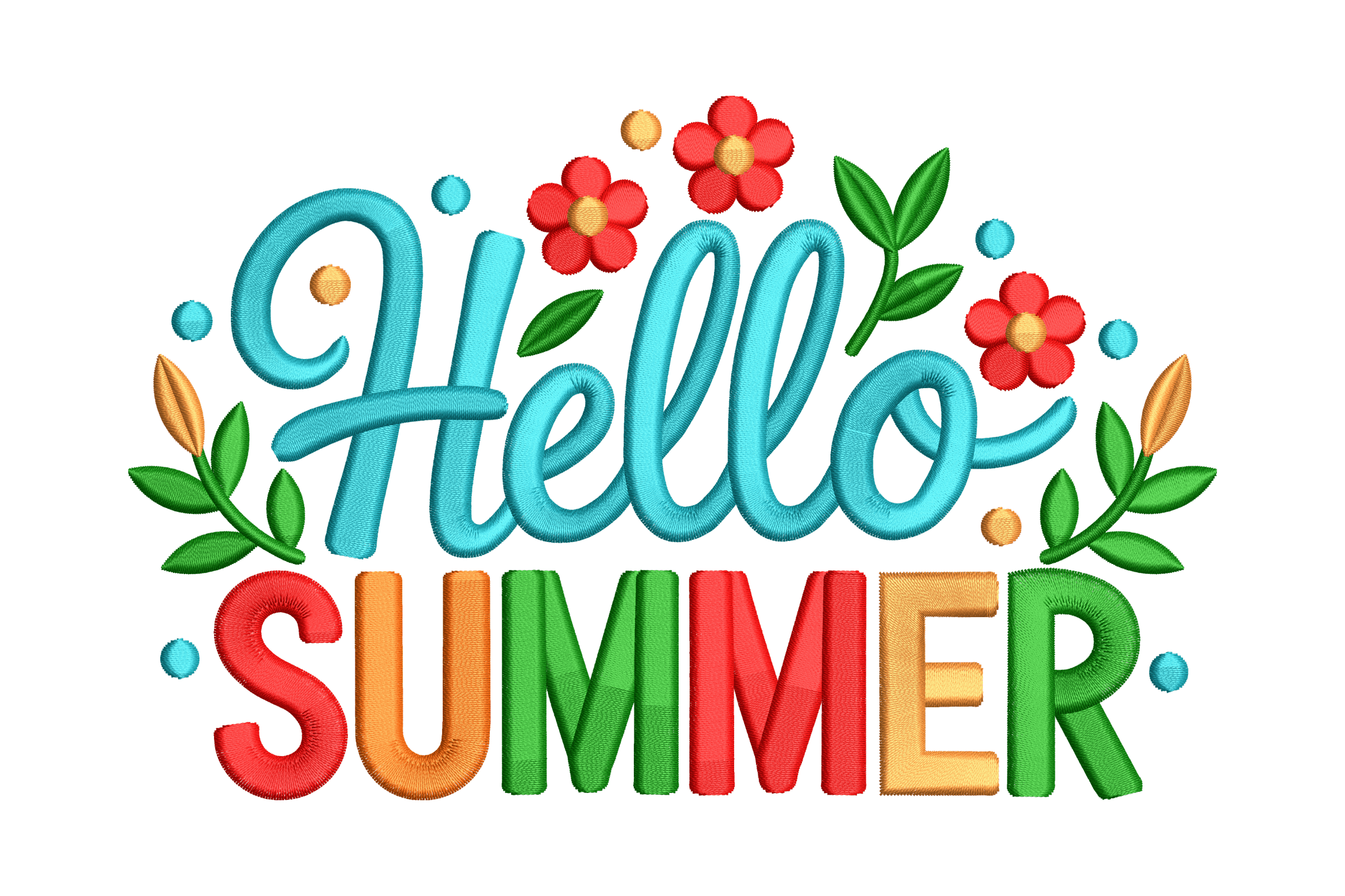 Hello Summer Script Machine Embroidery Design