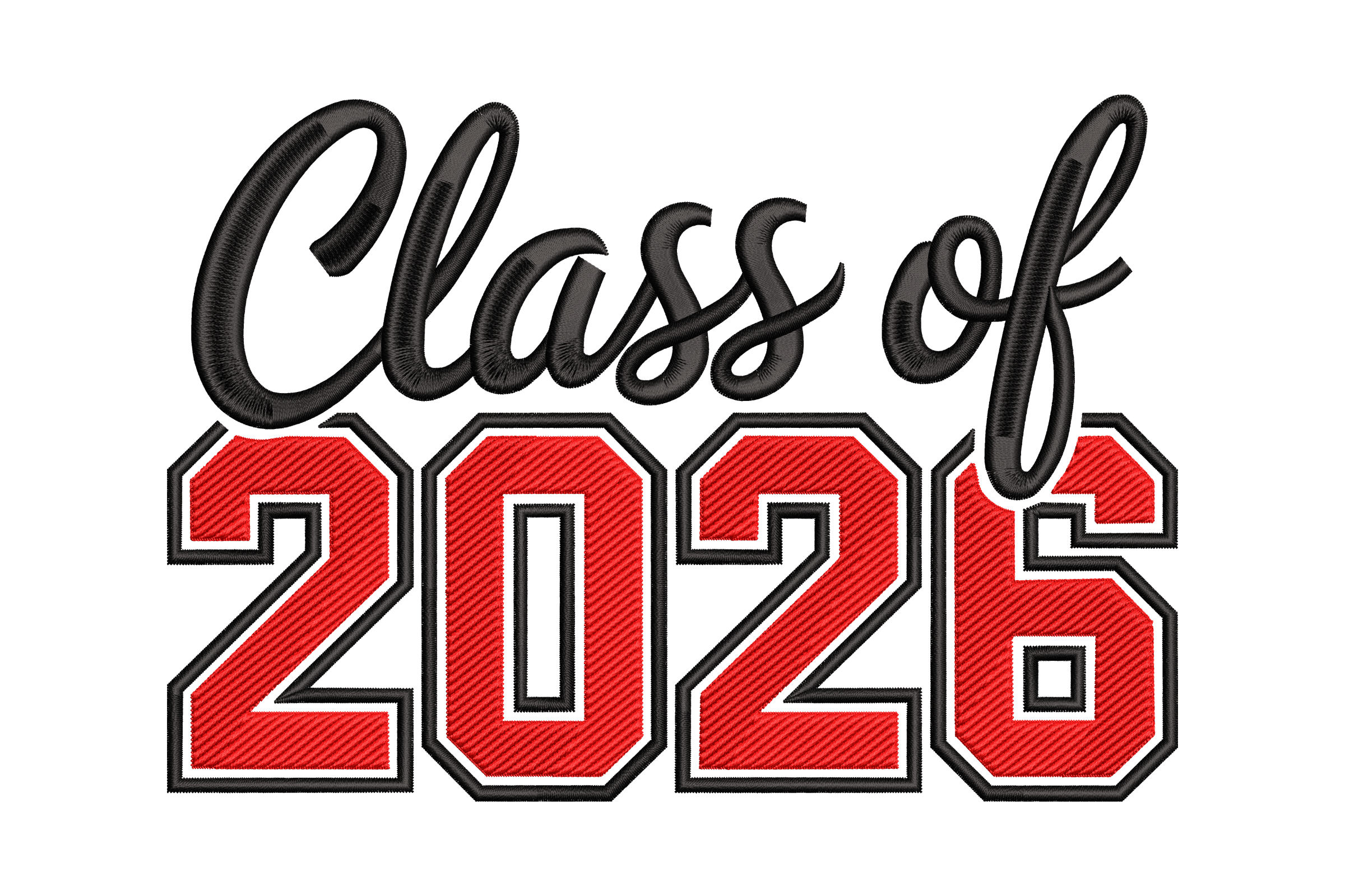 Class of 2026 Typography Machine Embroidery Design