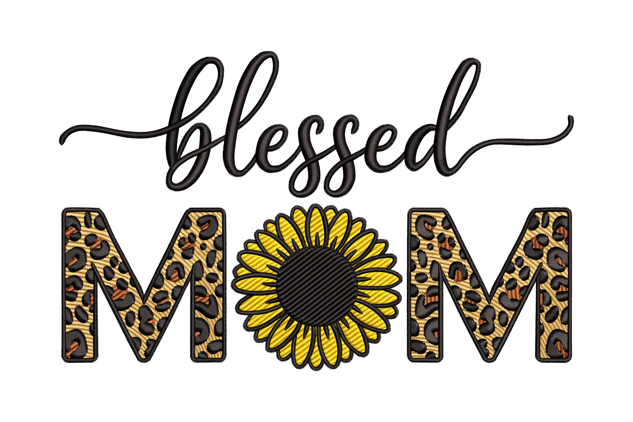 Blessed Mom Sunflower Leopard Machine Embroidery Design