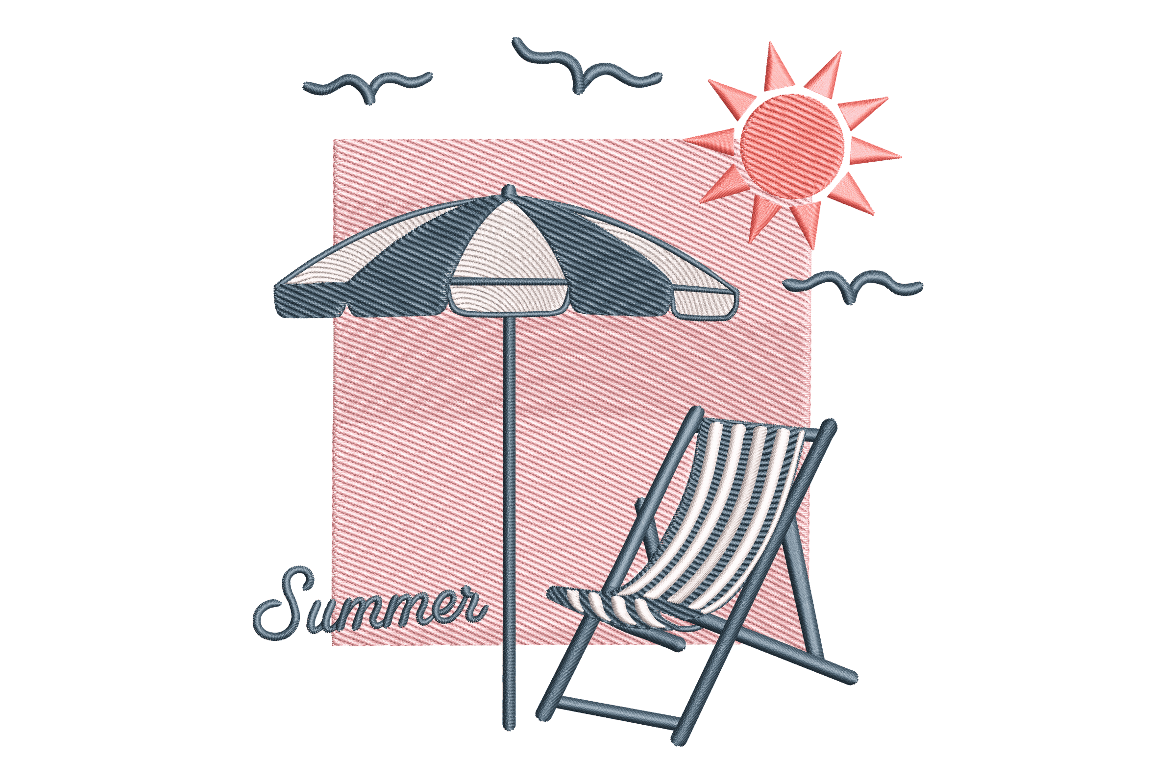Summer Beach Chair Machine Embroidery Design