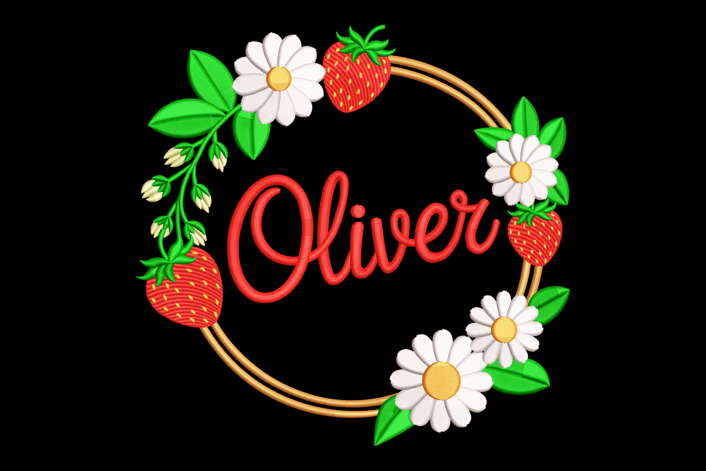 Oliver Strawberry Wreath Machine Embroidery Design
