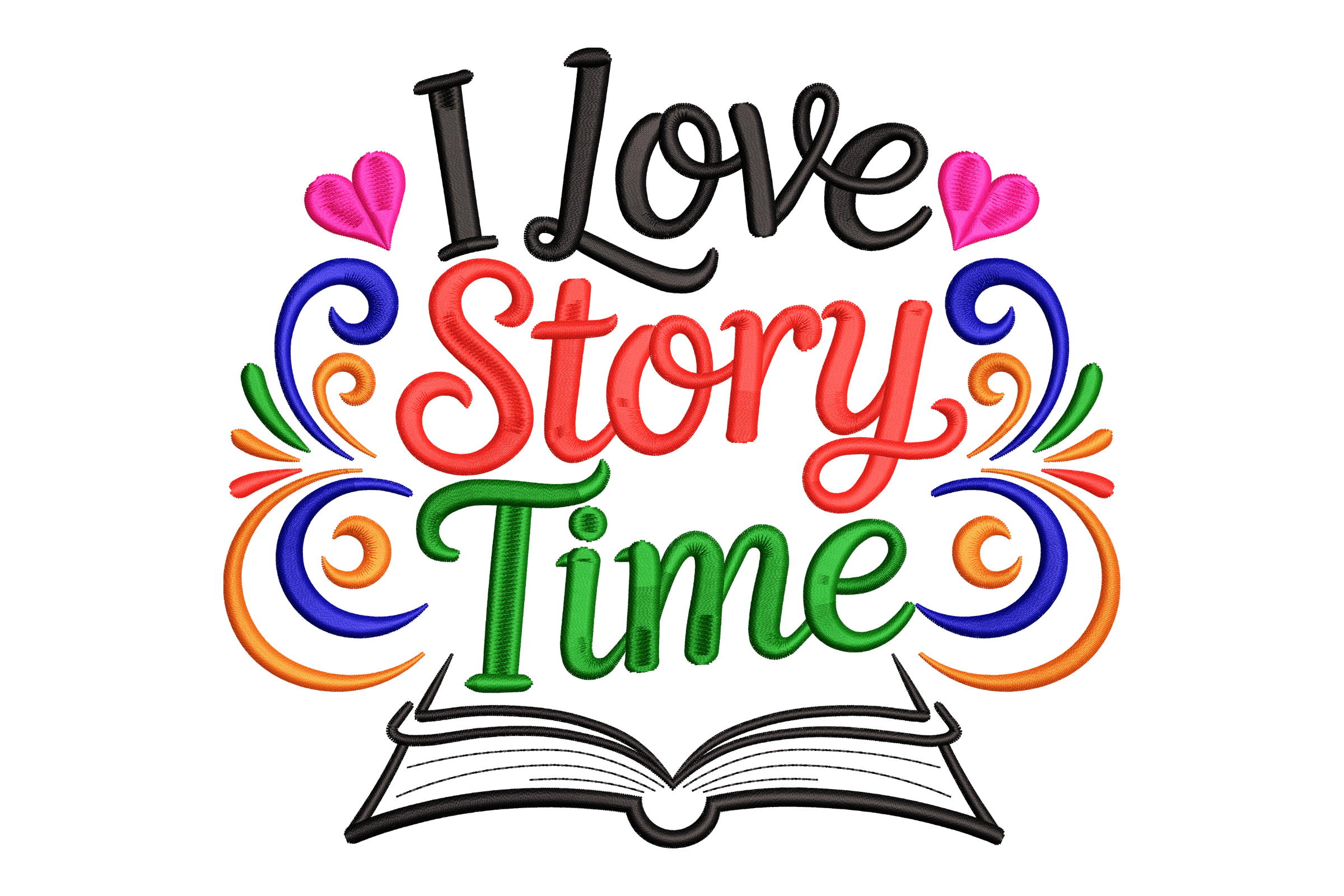 I Love Story Time Book Machine Embroidery Design