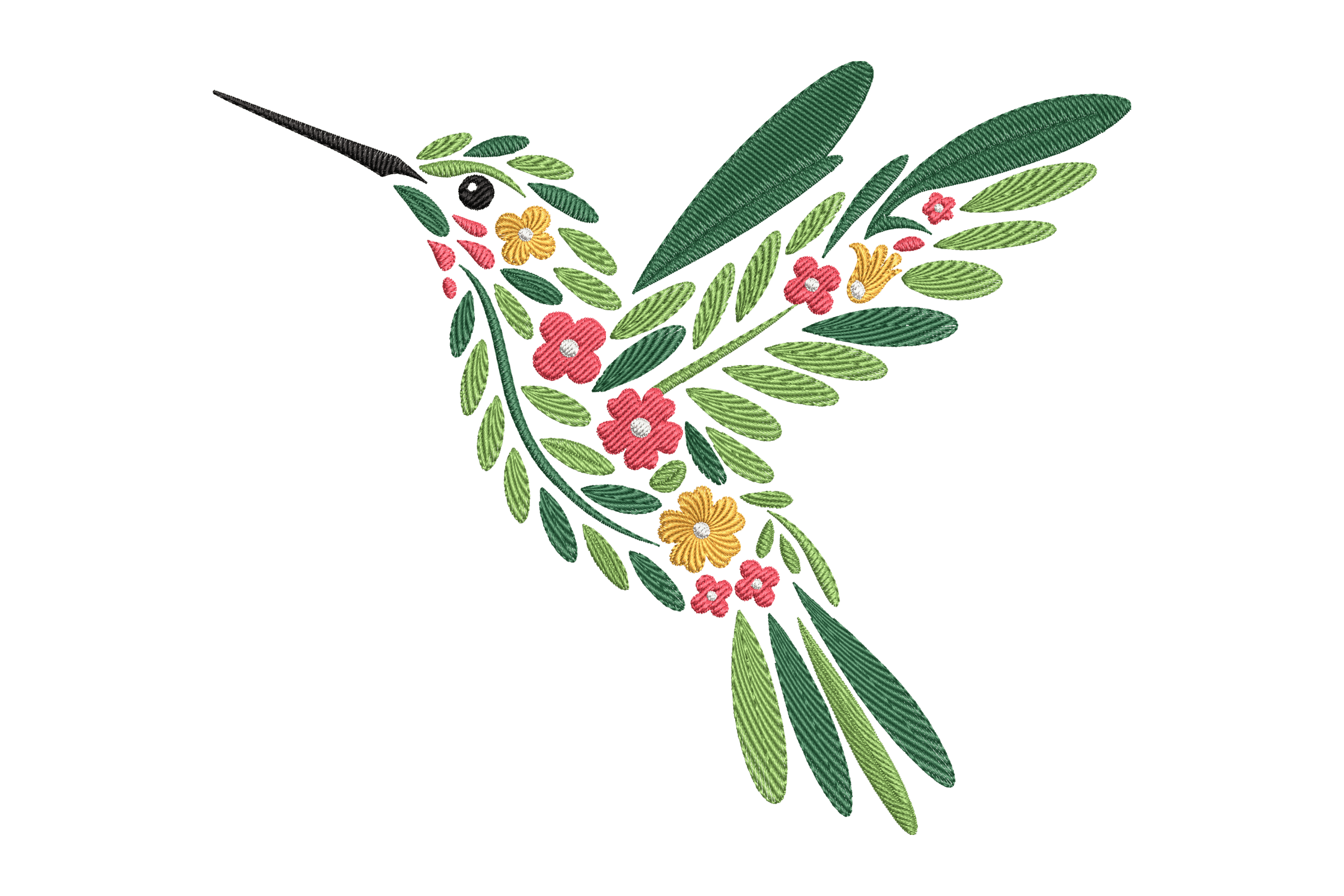 Floral Hummingbird Garden Machine Embroidery Design