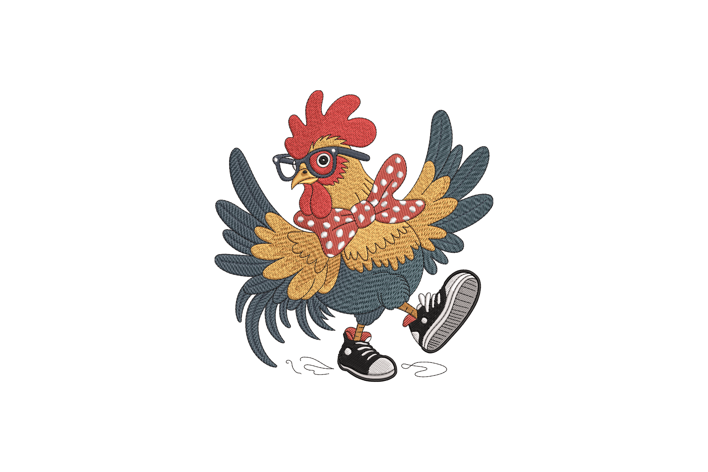 Dancing Rooster Farm Machine Embroidery Design