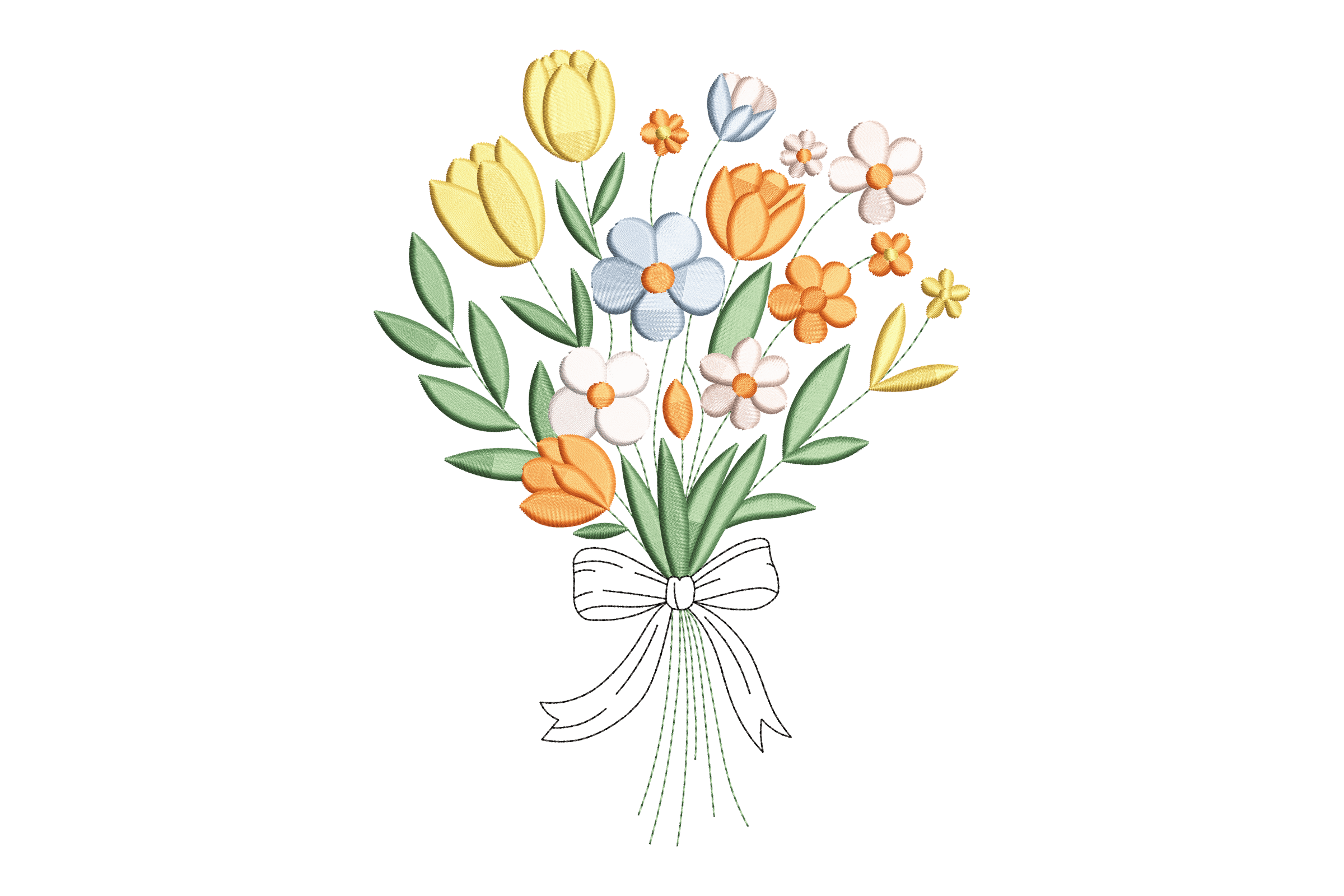 Pastel Spring Wildflower Machine Embroidery Design