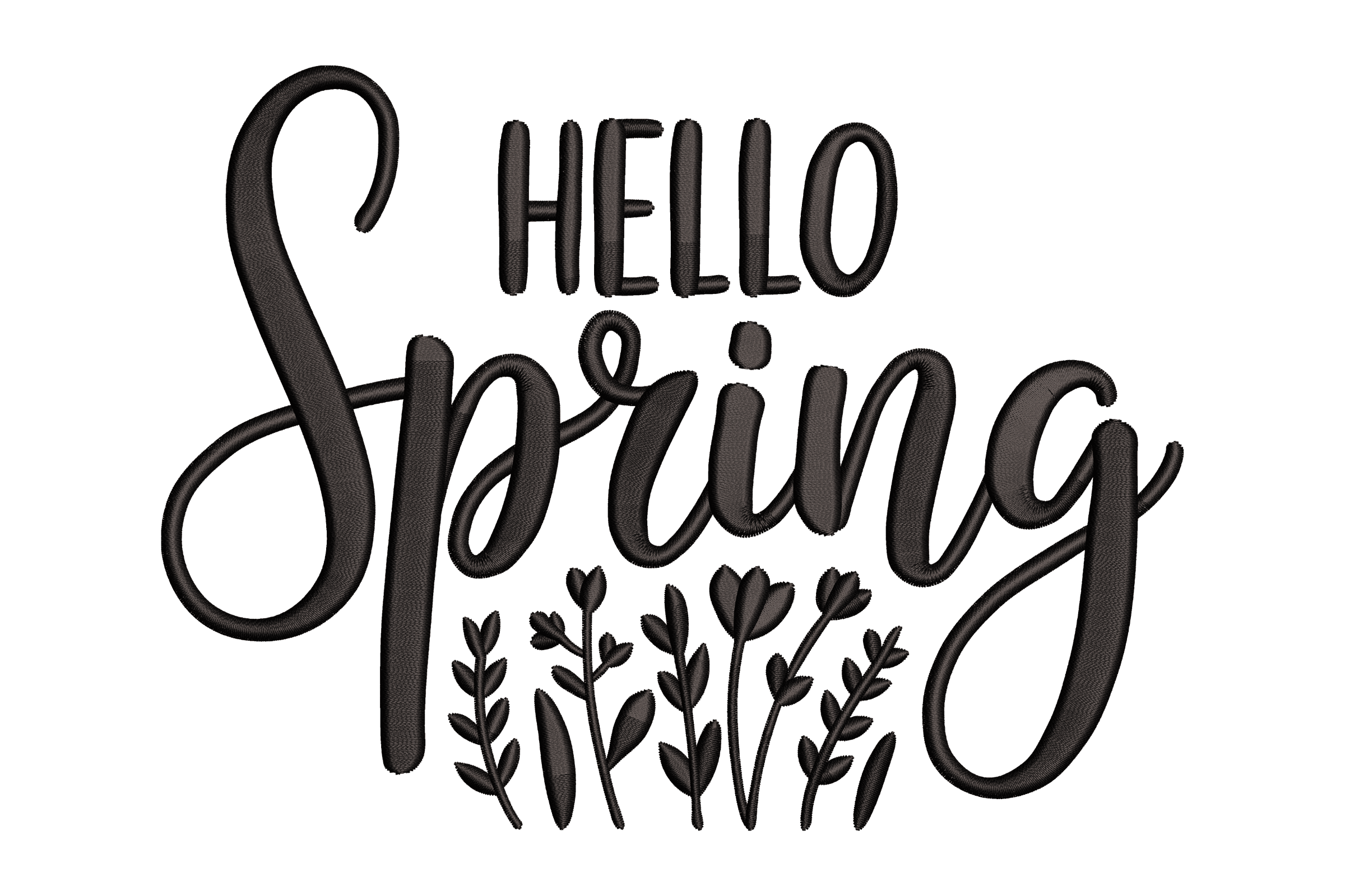 Hello Spring Floral Quote Machine Embroidery Design