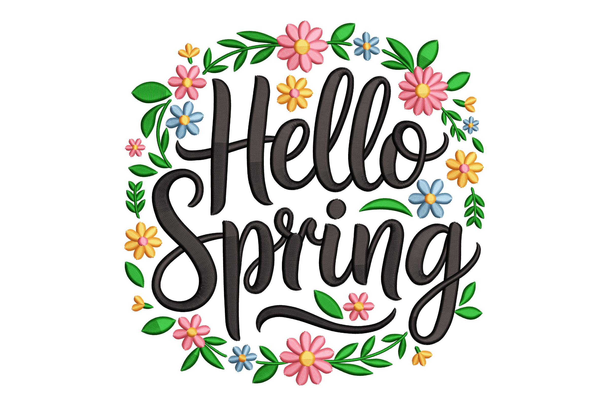 Spring Letter Floral Wreath Machine Embroidery Design