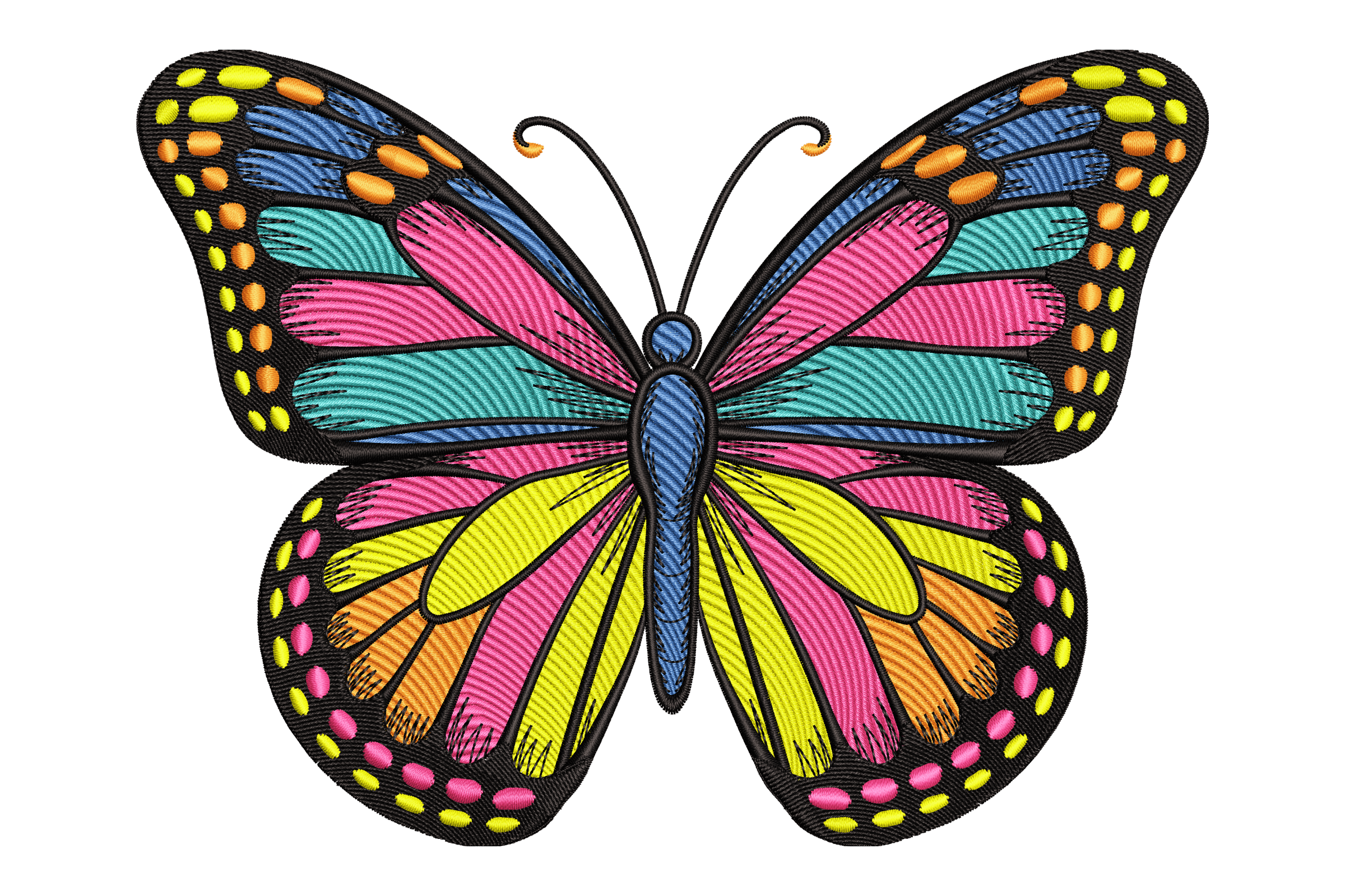 Colorful Stained Butterfly Machine Embroidery Design