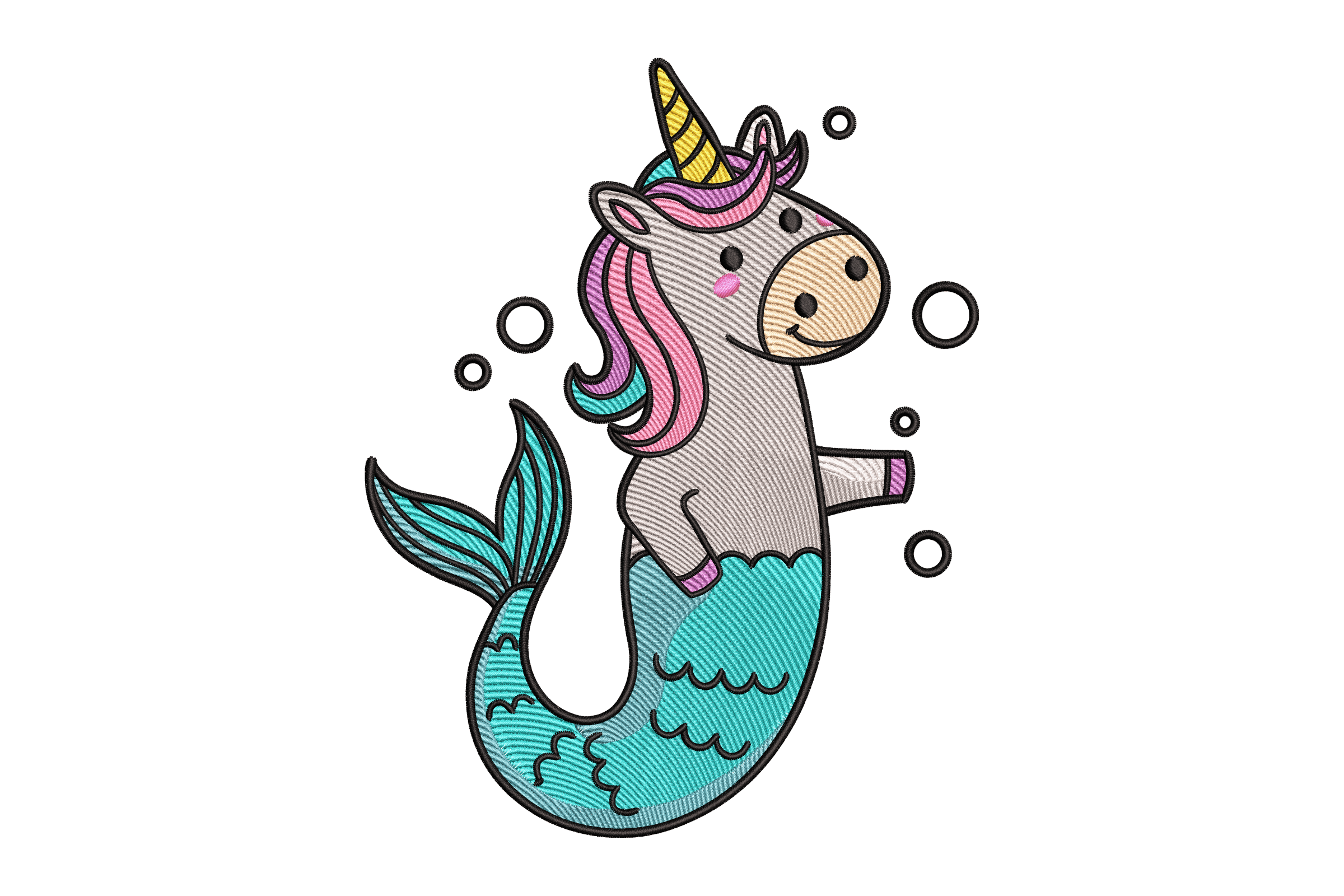 Mermaid Unicorn Fantasy Machine Embroidery Design