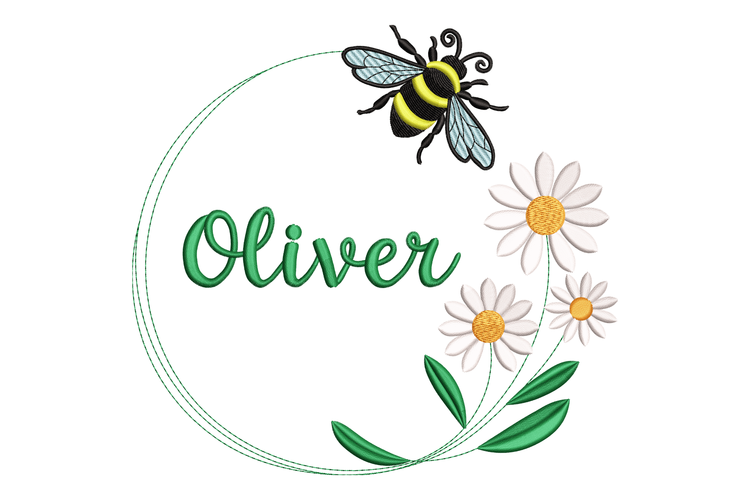 Oliver Bee Daisy Floral Machine Embroidery Design