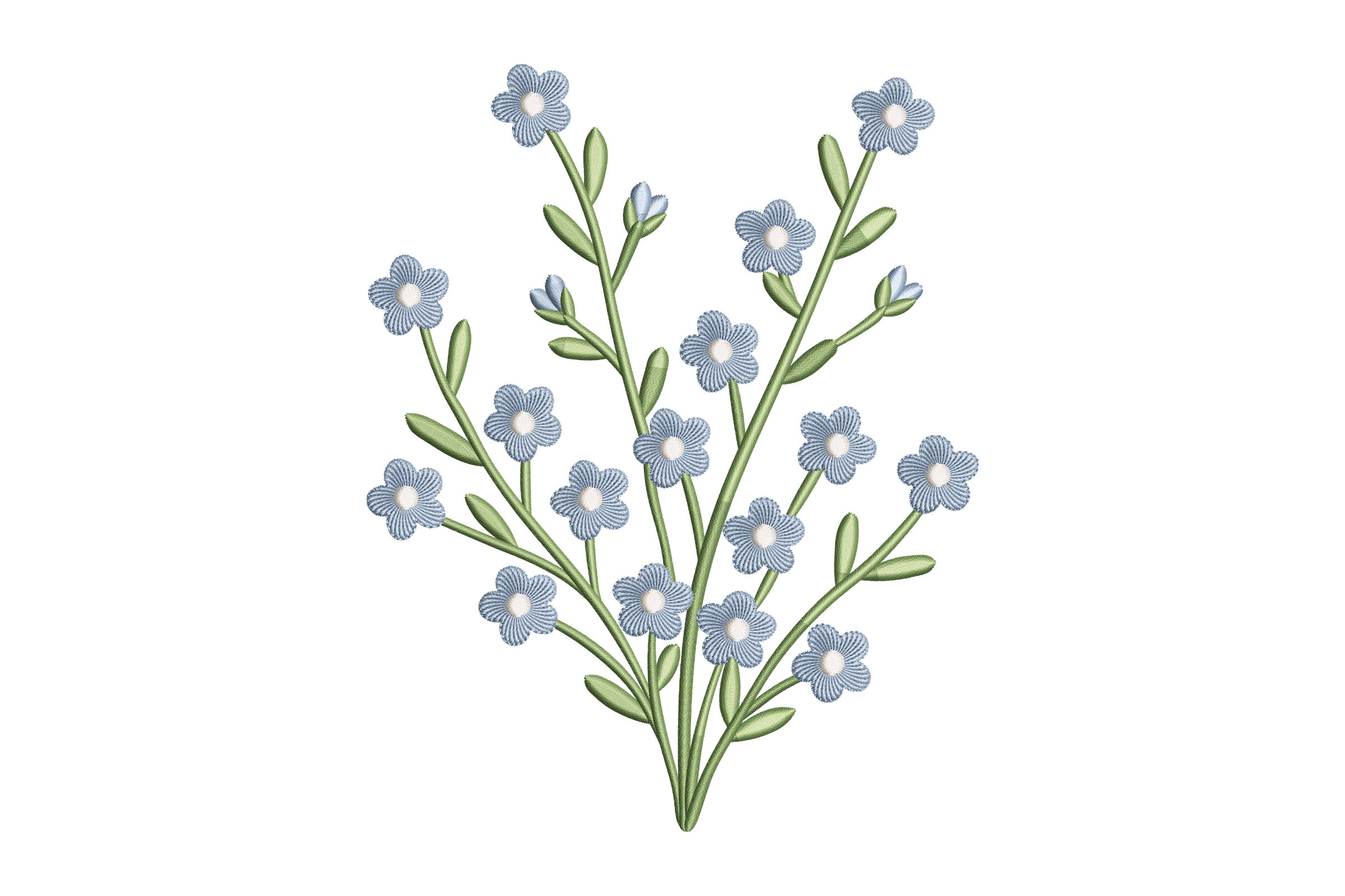 Blue Forget-Me-Not Flower Spray Machine Embroidery Design
