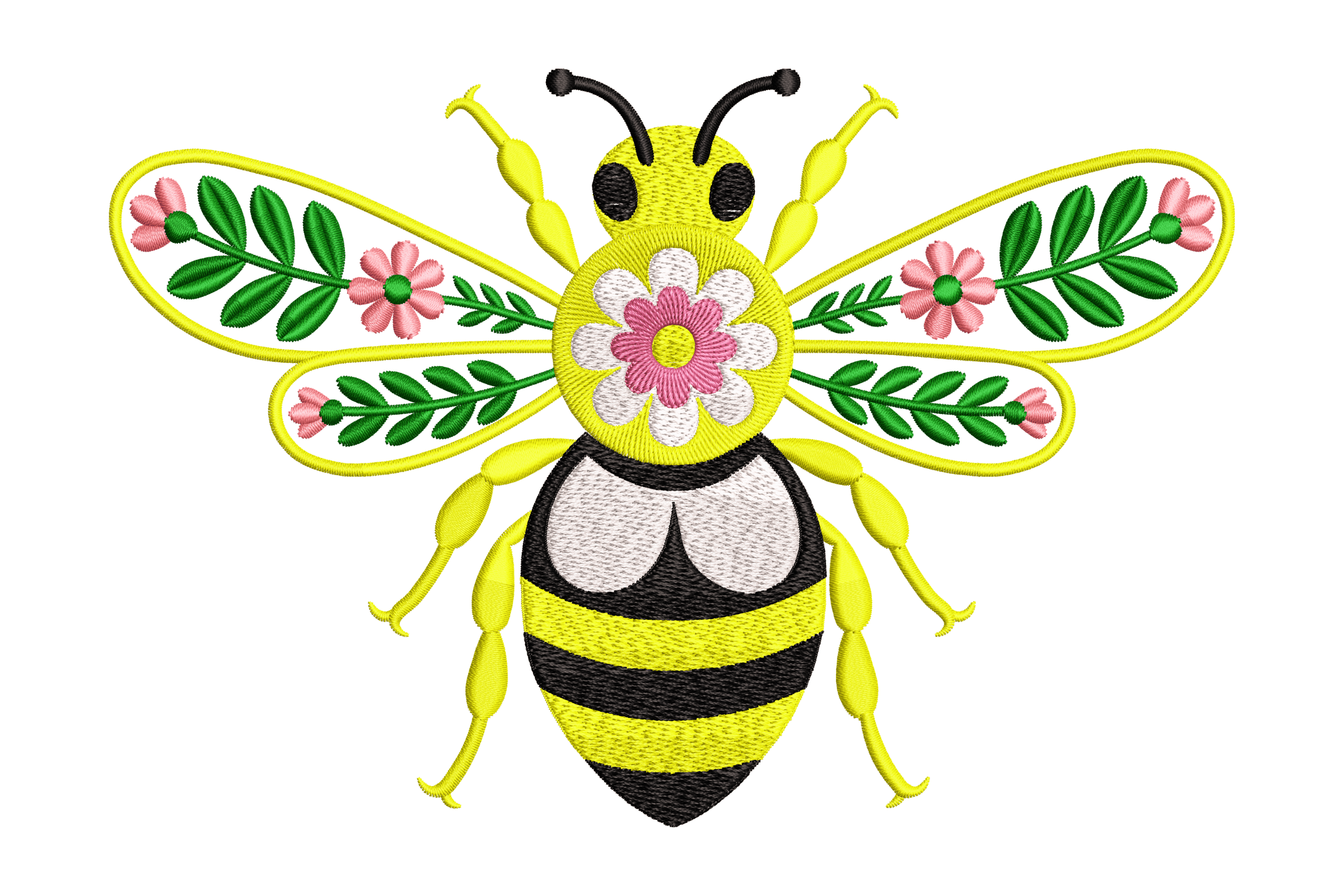 Floral Wing Bumblebee Machine Embroidery Design